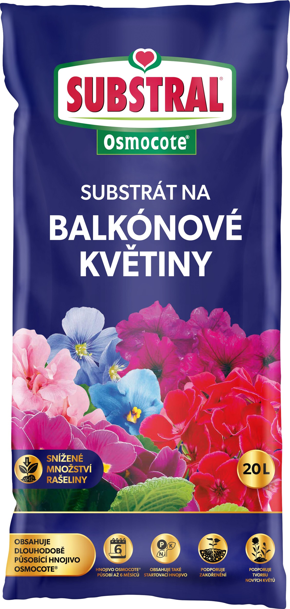 Domácnost a Zahrada - Substral Substrát s hnojivem Osmocote pro balkonové květiny 20l