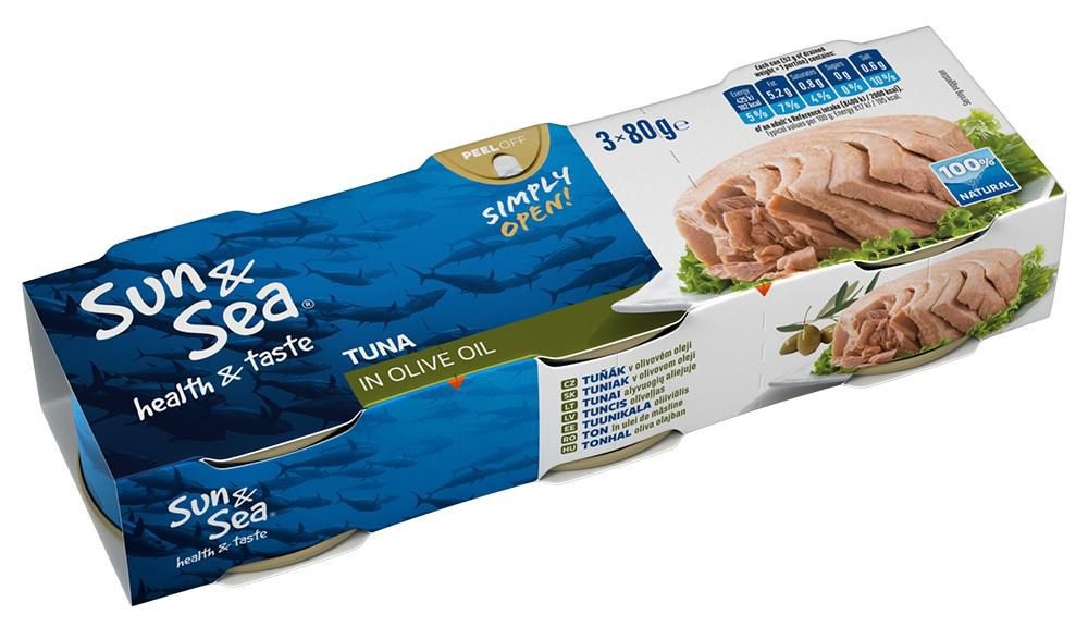 Trvanlivé potraviny - Sun & Sea Tuňák v olivovém oleji 3x80 g