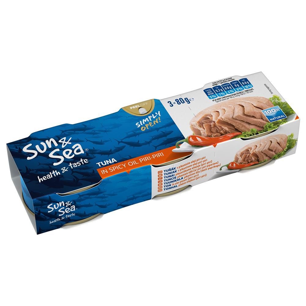 Trvanlivé potraviny - Sun & Sea Tuňák v pikantním oleji piri-piri 3x80 g
