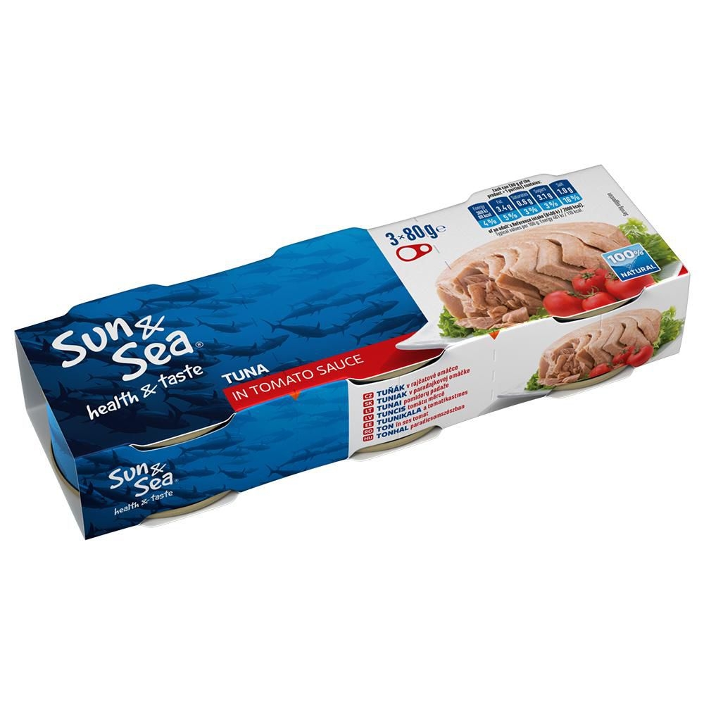 Trvanlivé potraviny - Sun & Sea Tuňák v rajčatové omáčce 3x80 g