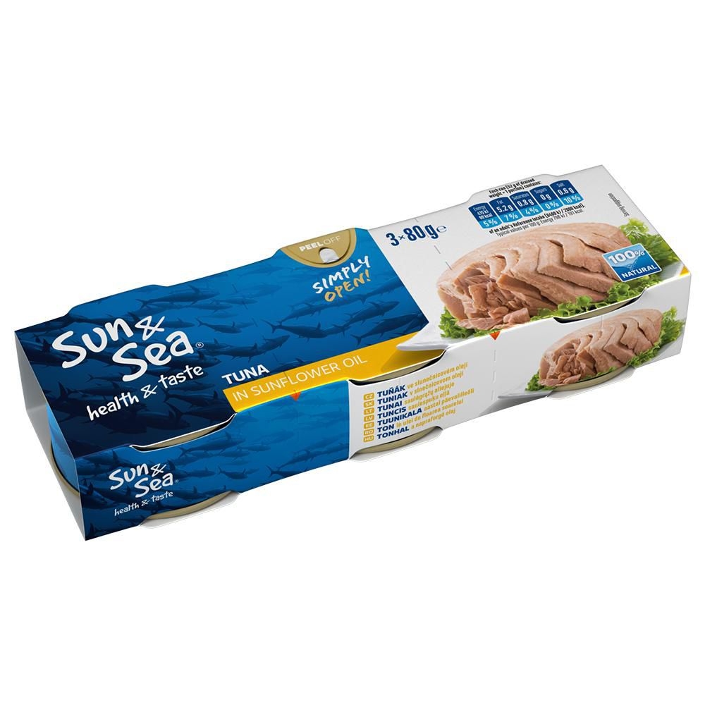 Trvanlivé potraviny - Sun & Sea Tuňák ve slunečnicovém oleji 3x80 g
