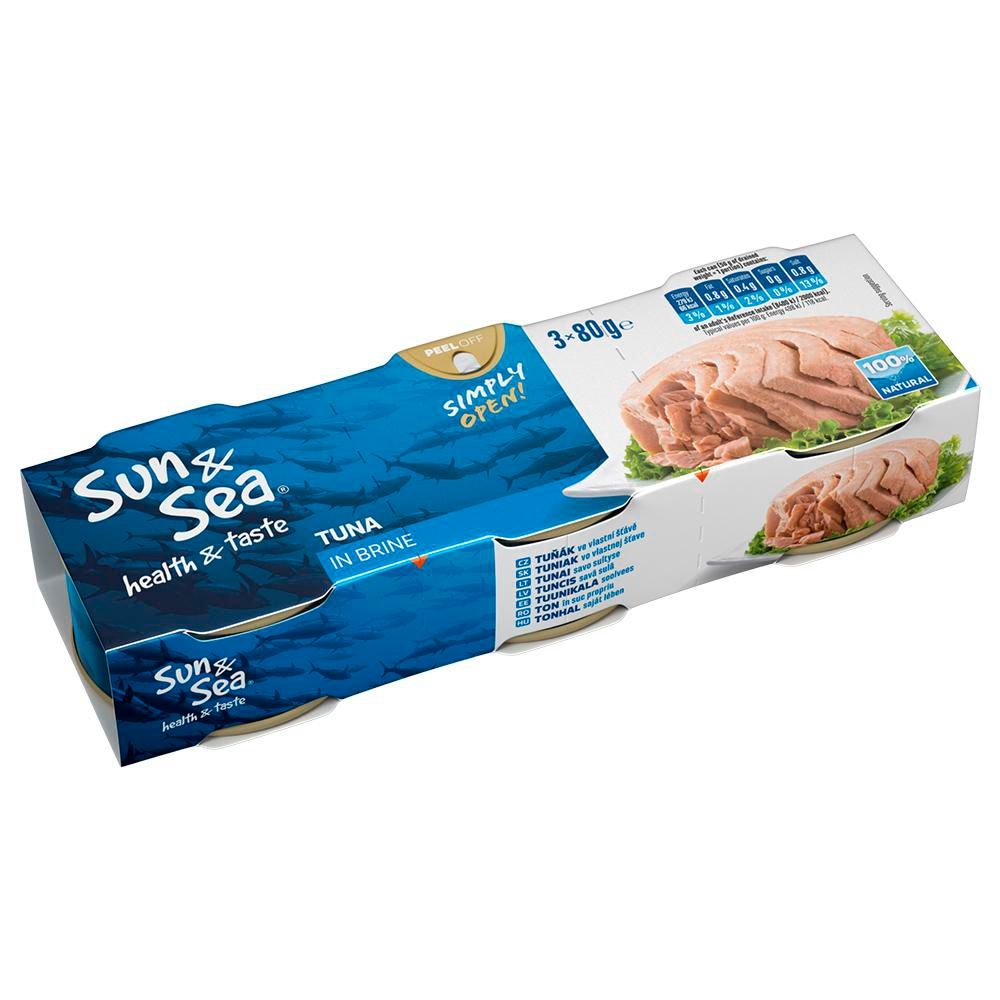 Trvanlivé potraviny - Sun & Sea Tuňák ve vlastní šťávě 3x80 g