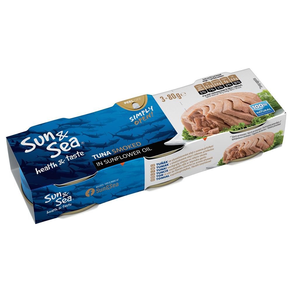 Trvanlivé potraviny - Sun & Sea Tuňák zauzený ve slunečnicovém oleji 3x80 g