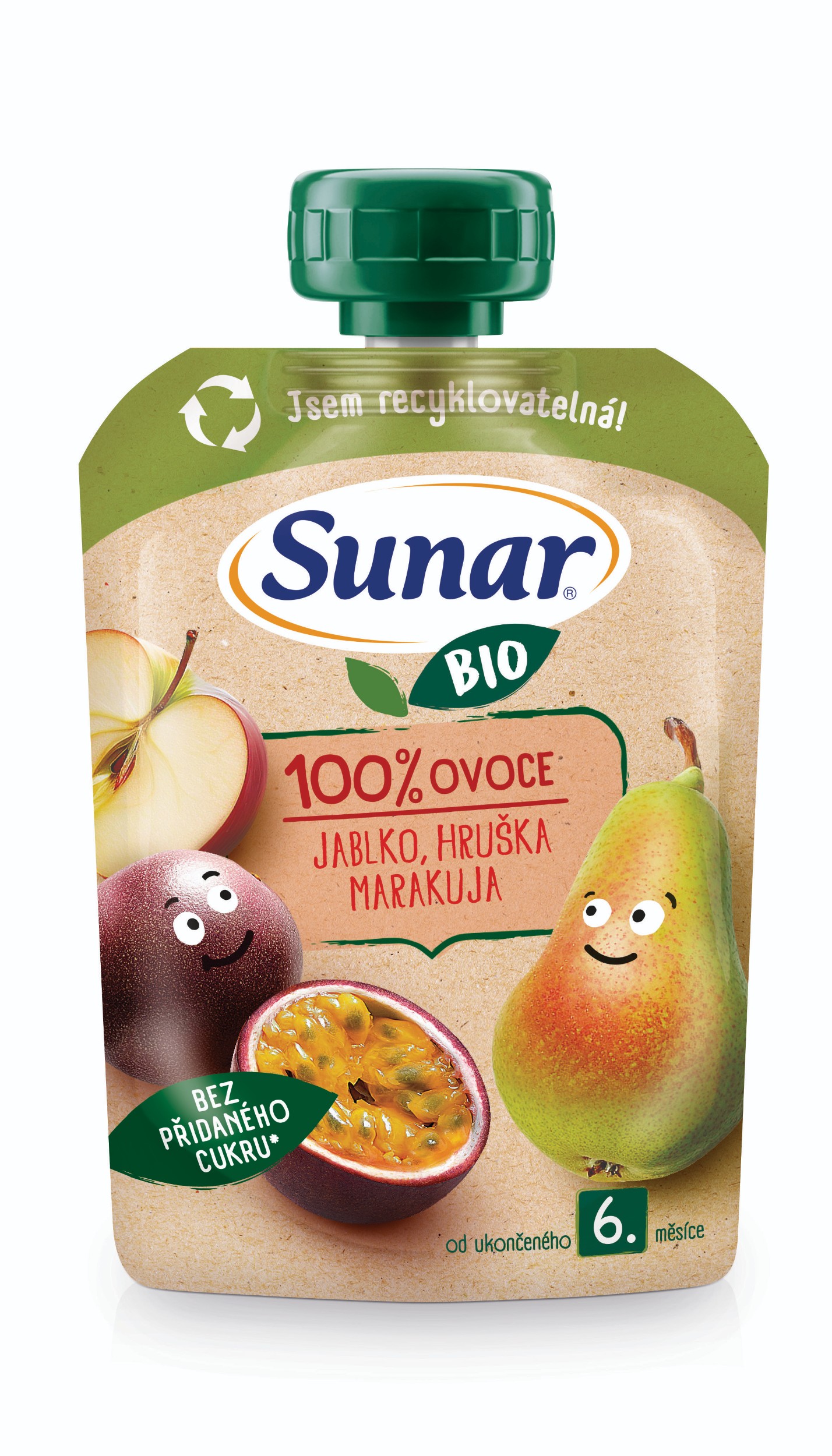 Sunar BIO ovocná kapsička  Jablko, hruška, marakuja 6m+, 100g-0