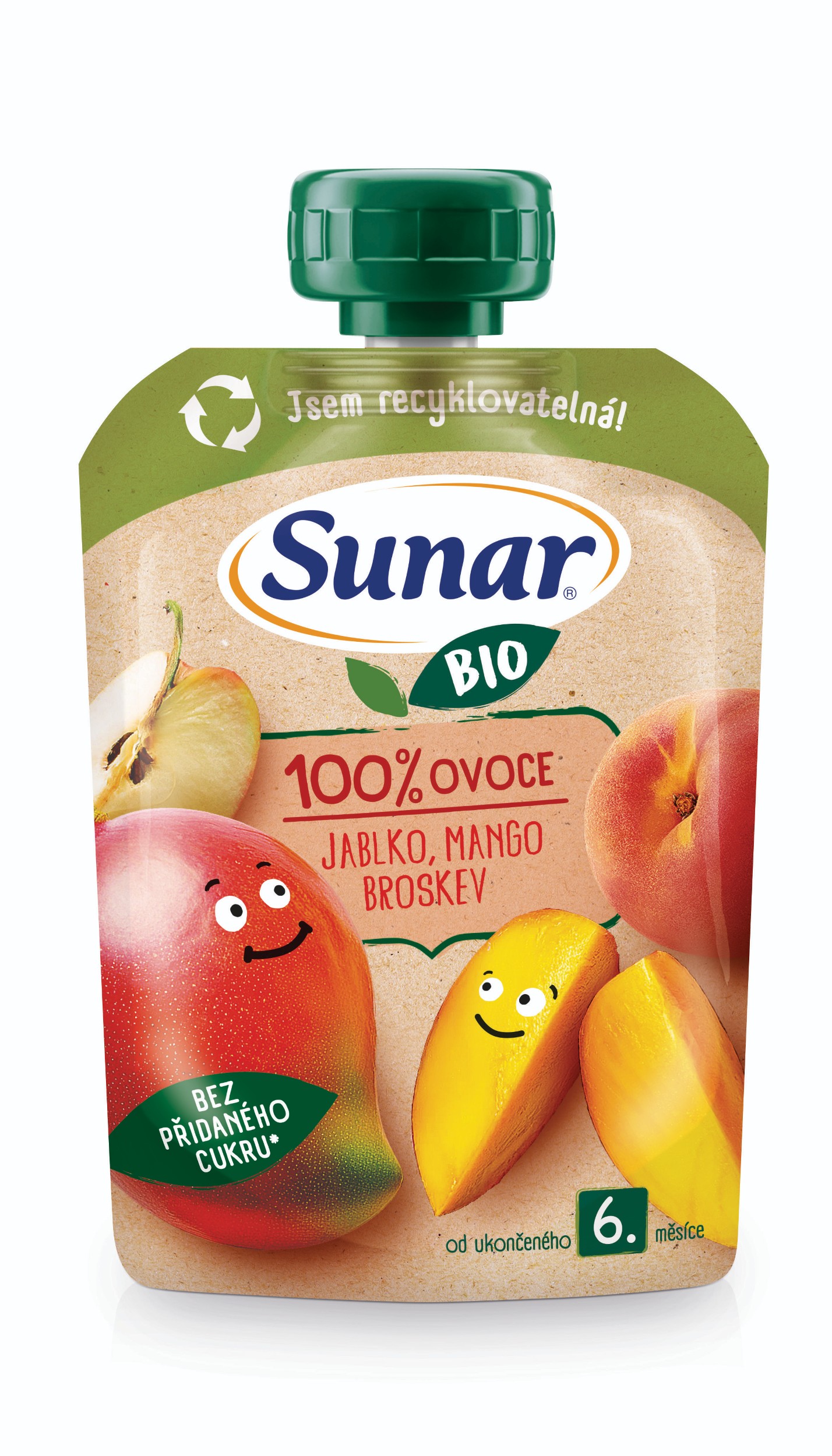 Sunar BIO ovocná kapsička Jablko, mango, broskev 6m+, 100g-0
