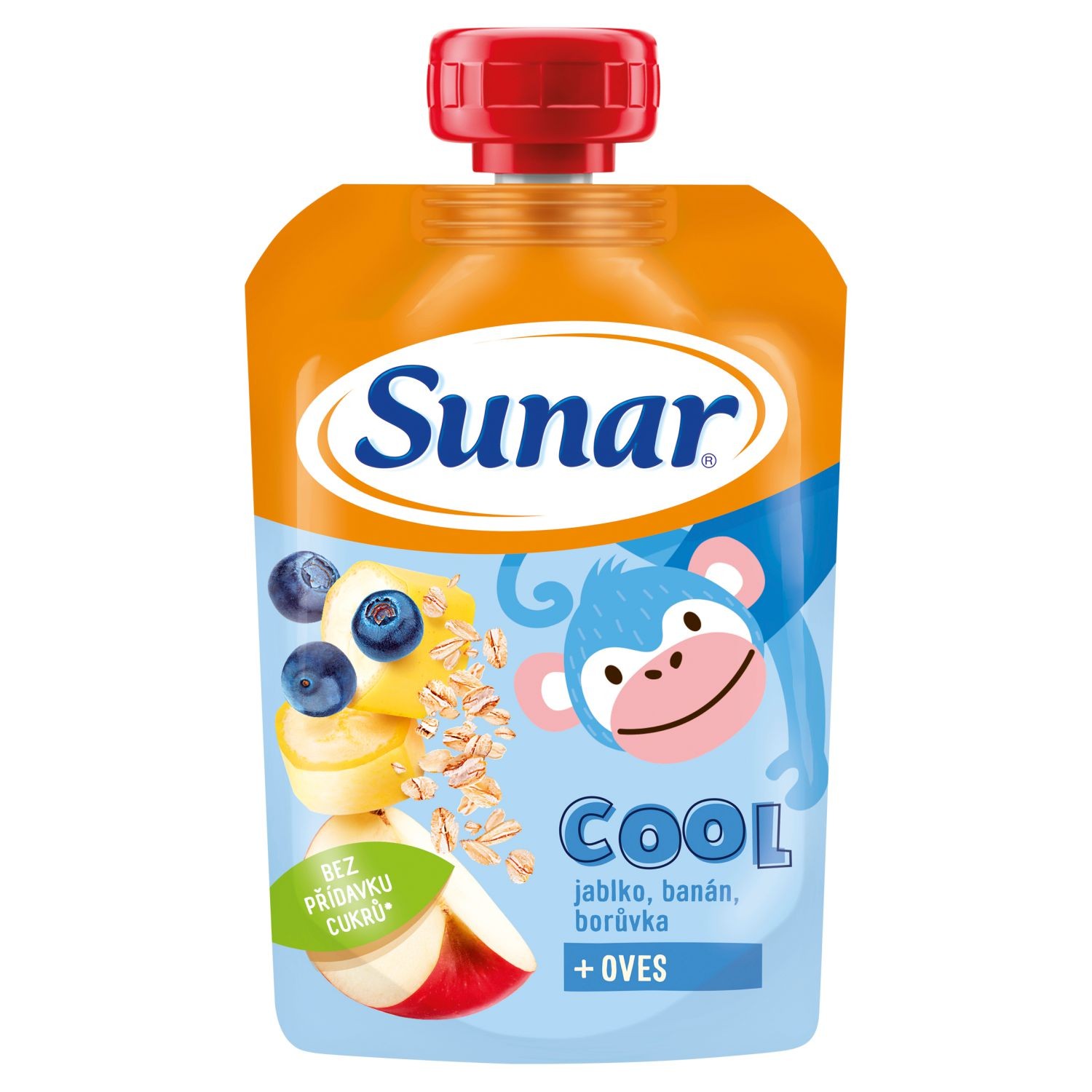 Svět dětí - Sunar Cool ovocná kapsička borůvka, banán, ovesné vločky 12m+ 110 g