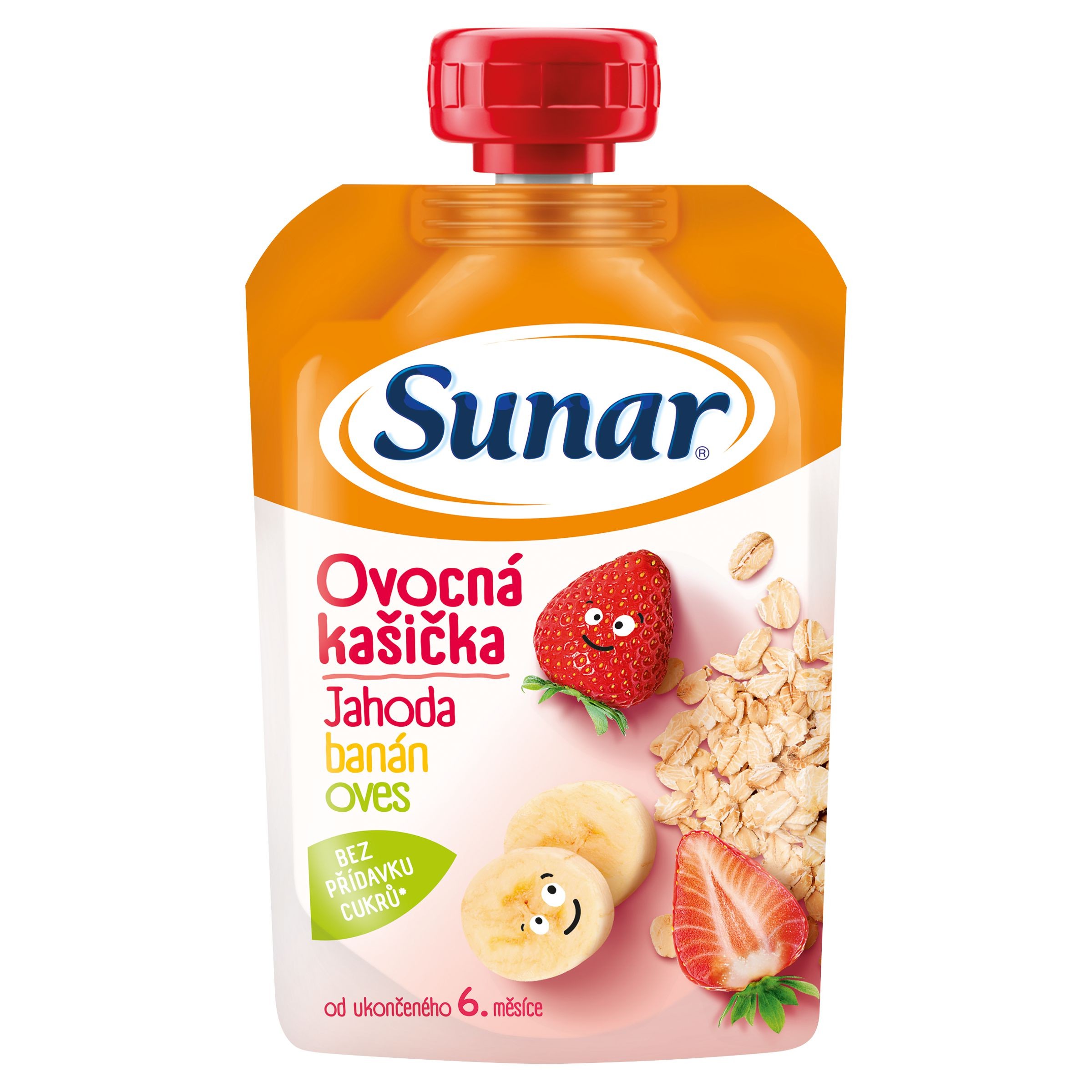 Svět dětí - Sunar kašička ovocná kapsička banán, jahoda, ovesné vločky 6m+ 120 g