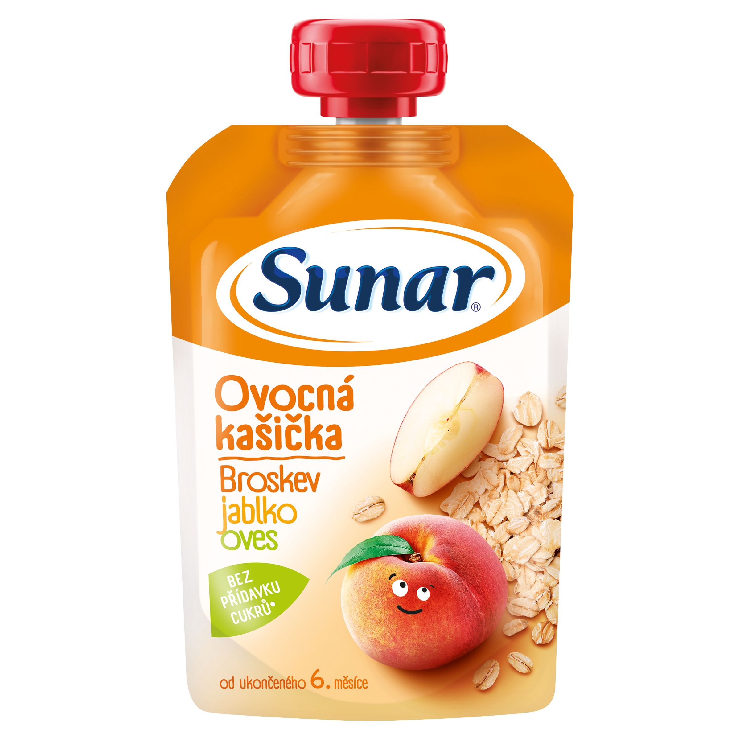 Svět dětí - Sunar kašička ovocná kapsička broskev, jablko, ovesné vločky 6m+ 120 g