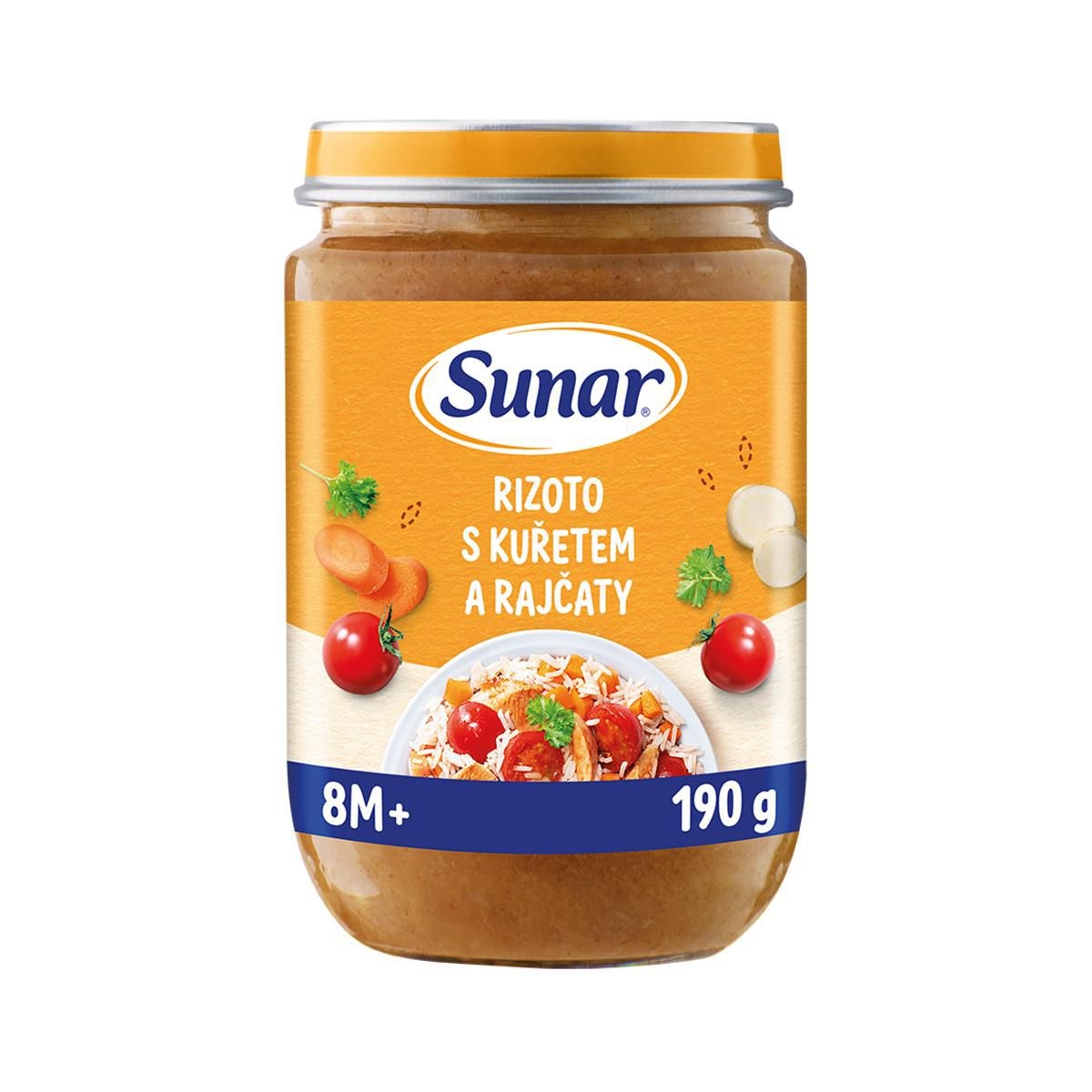 Svět dětí - Sunar Příkrm rizoto s kuřetem a rajčaty 8m+, 190g
