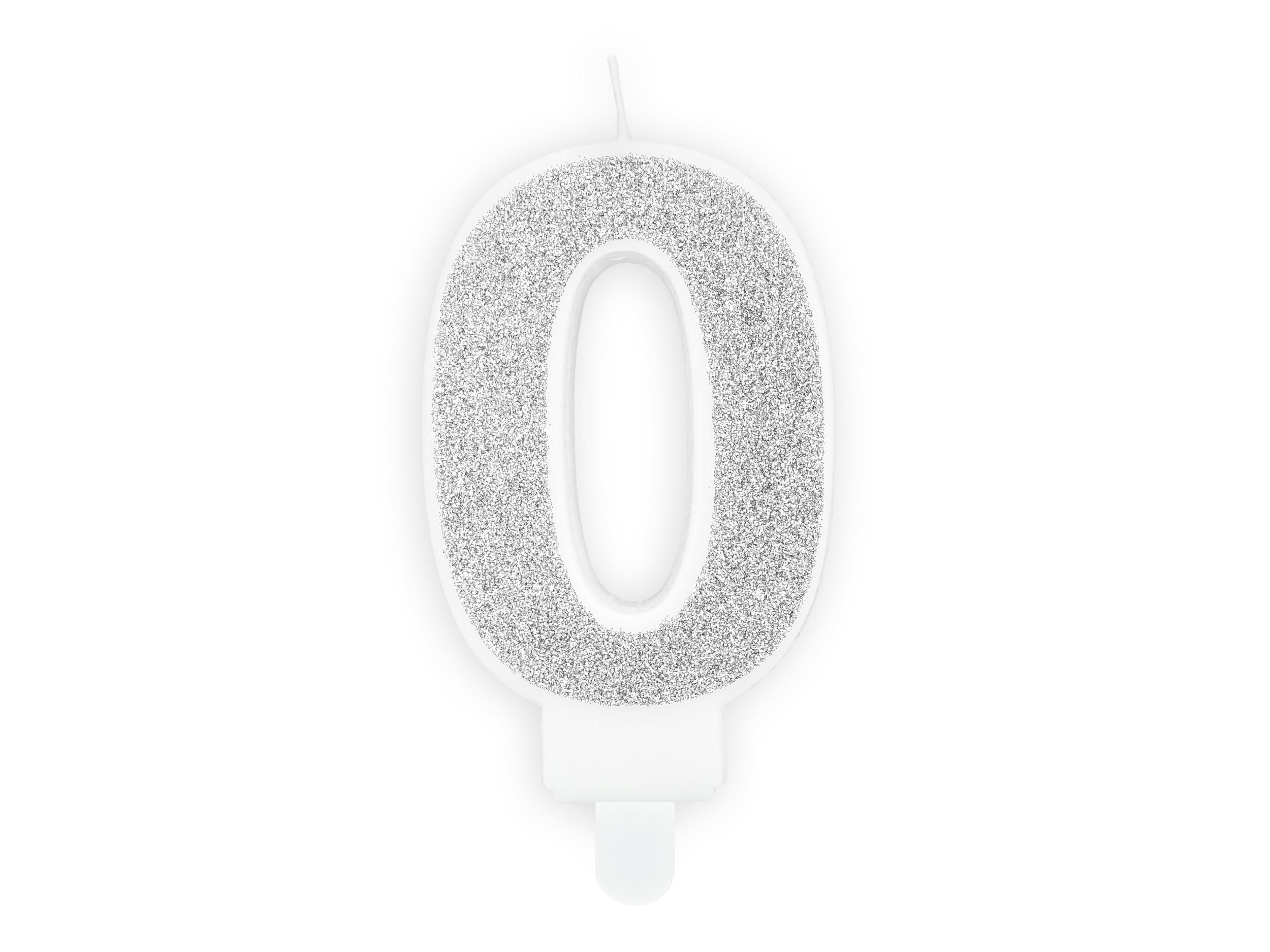 Svět dětí - Svíčka, 7cm, číslice"0",stříbrná