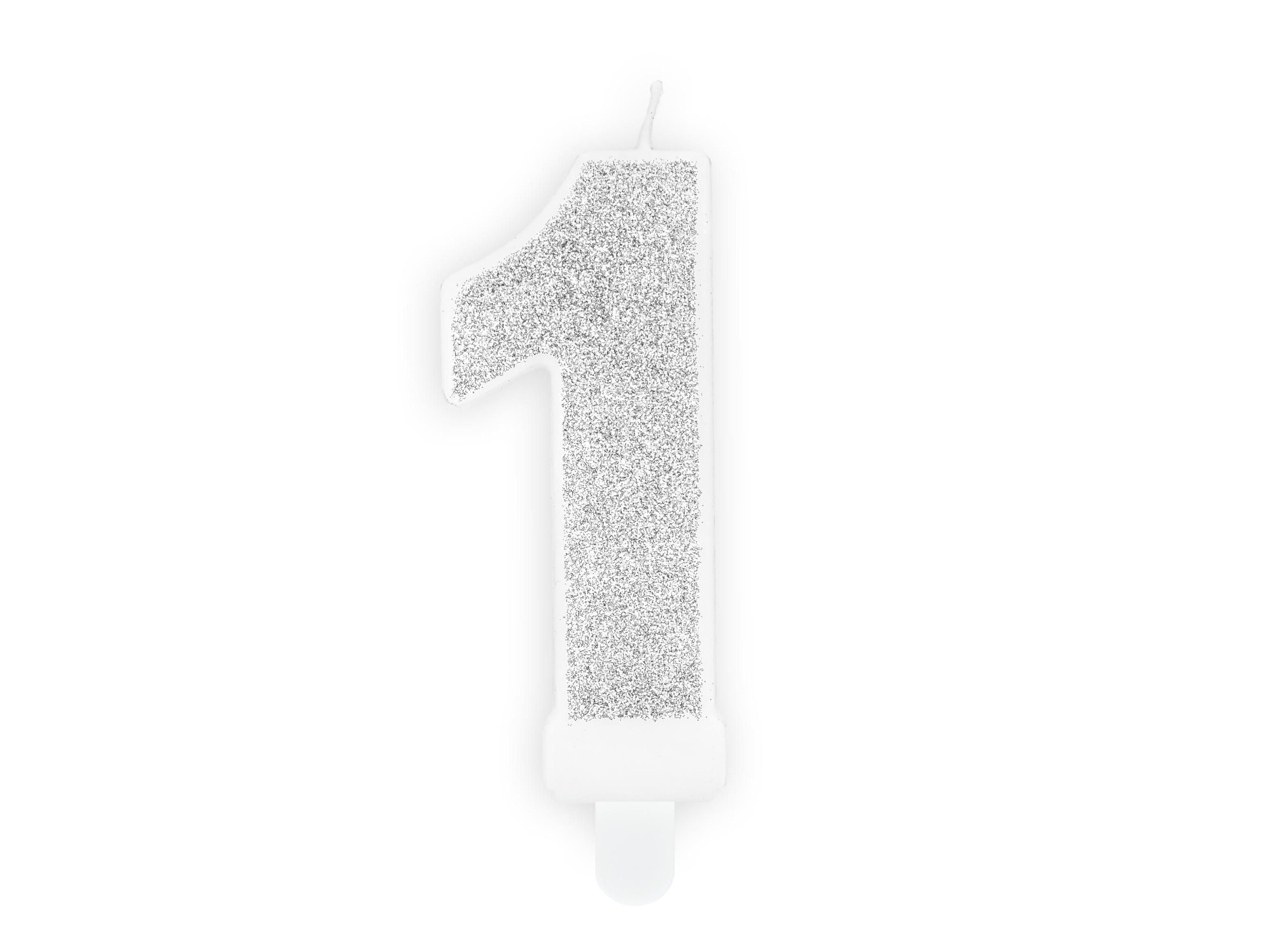 Svět dětí - Svíčka, 7cm, číslice"1",stříbrná