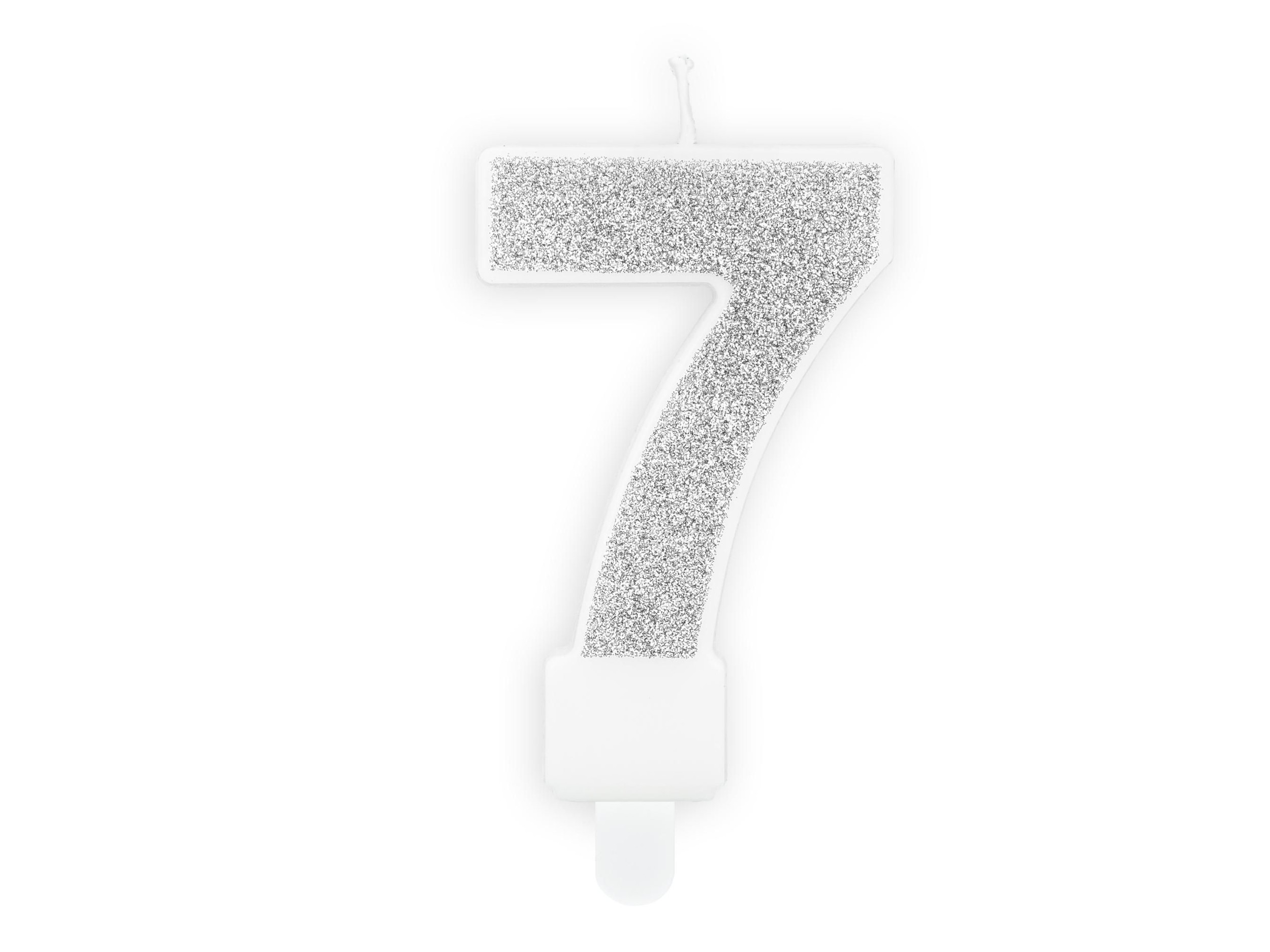 Svět dětí - Svíčka, 7cm, číslice"7",stříbrná