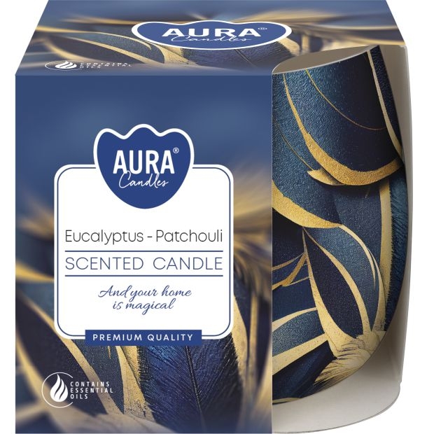 Domácnost a Zahrada - Svíčka ve skle s folií vonná Eucaliptus - patchouli 100g