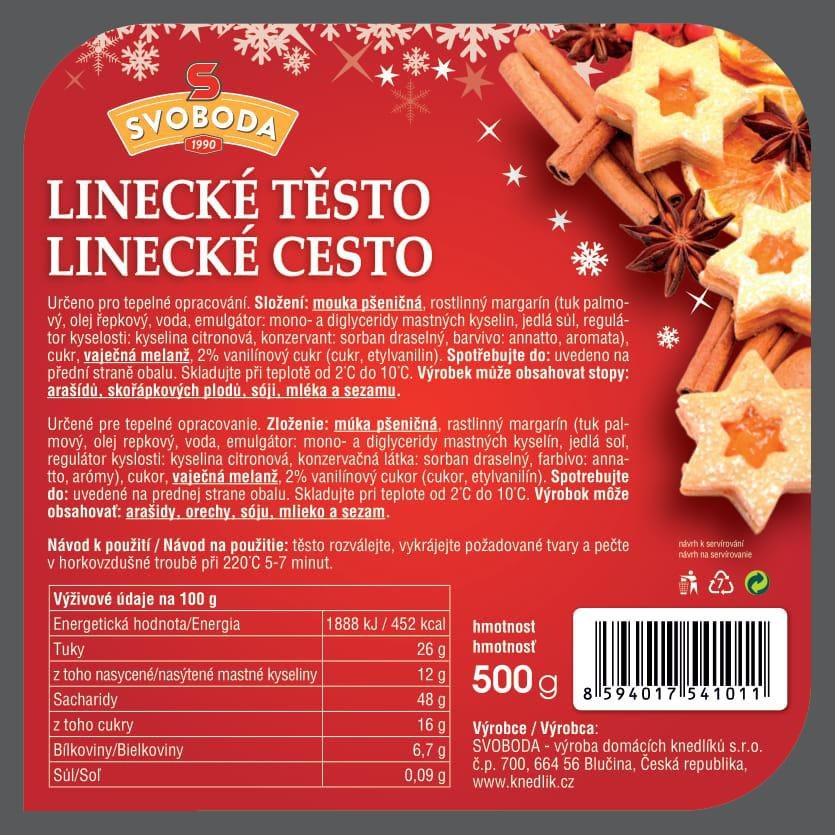 Hotová jídla - Svoboda Linecké těsto vanilkové 500 g