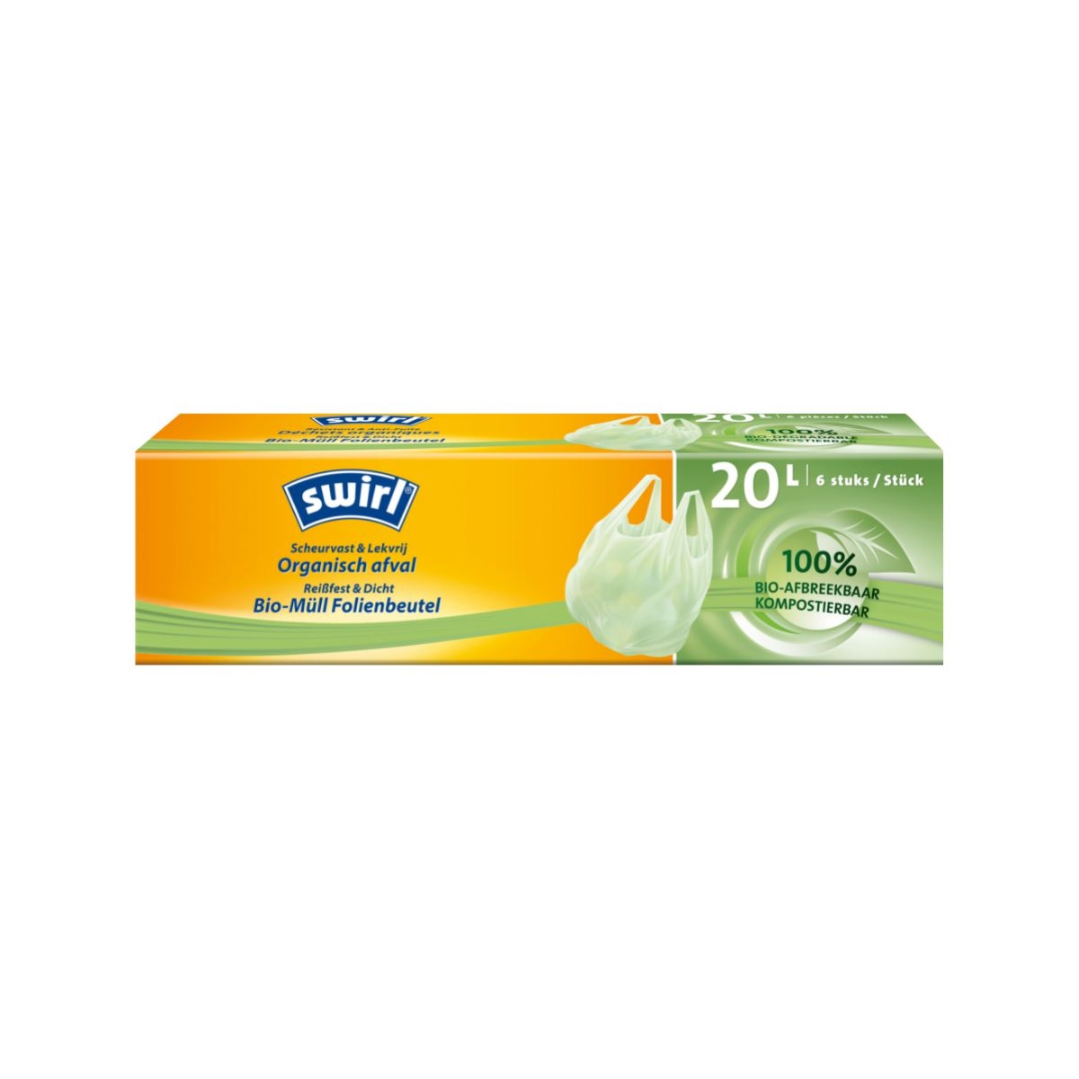 Domácnost a Zahrada - Swirl BIO kompostovatelné pytle s uchy 20L x 6ks