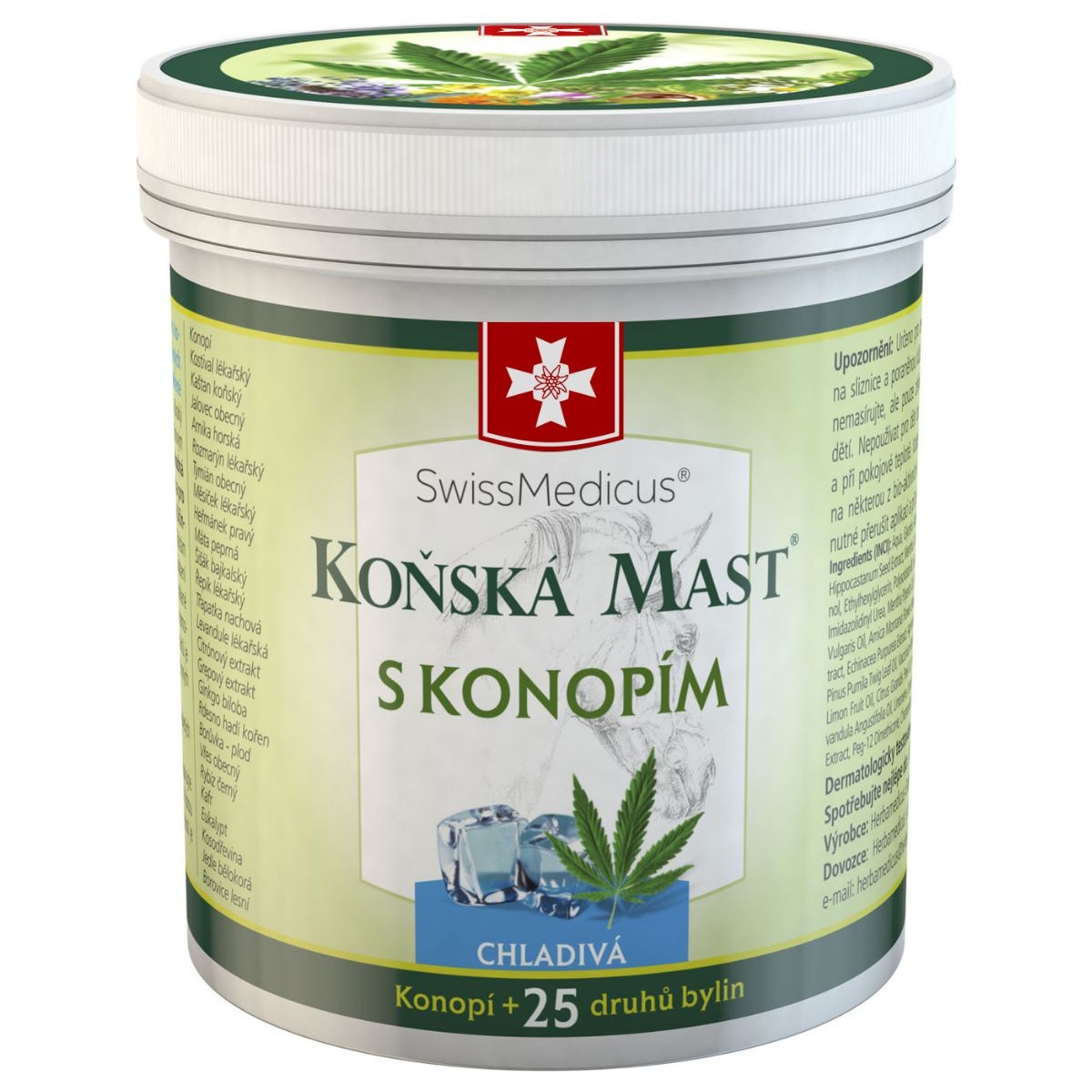 Drogerie a kosmetika - SwissMedicus Koňská mast s konopím chladivá 250 ml