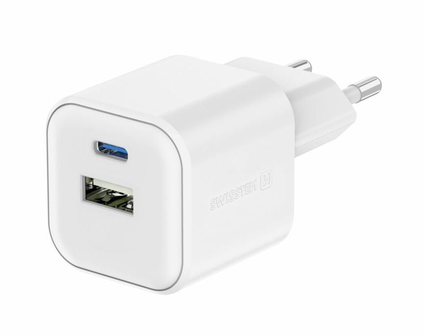 Elektro - Swissten Adaptér 12W 1x USB-C + 1x USB-A bílý