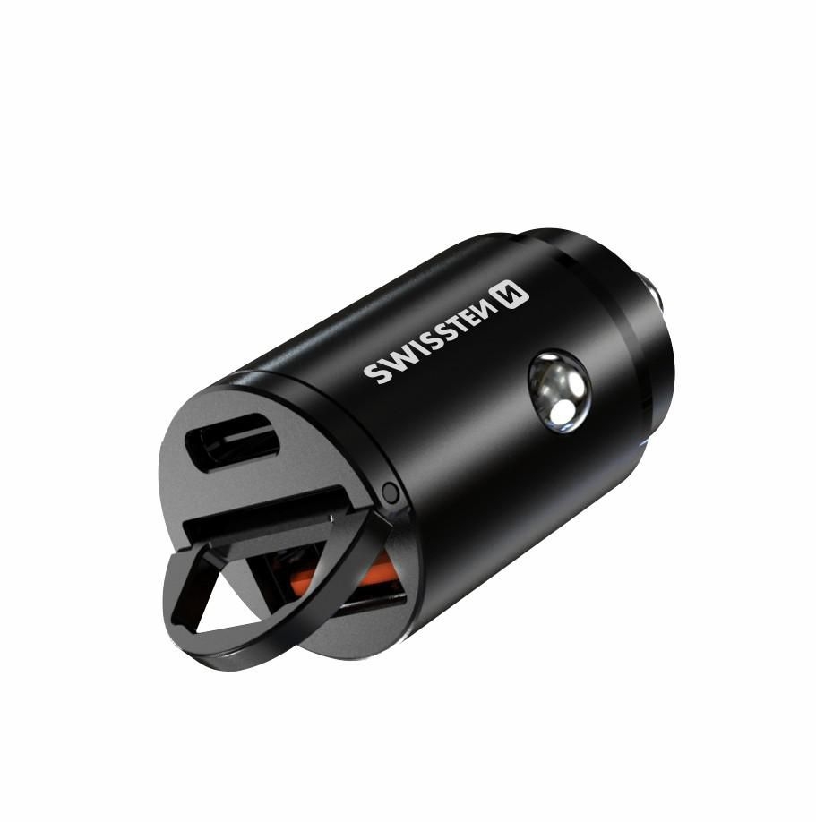 Elektro - Swissten CL adaptér POWER DELIVERY USB-C + SUPER CHARGE 3.0 30W nano černý