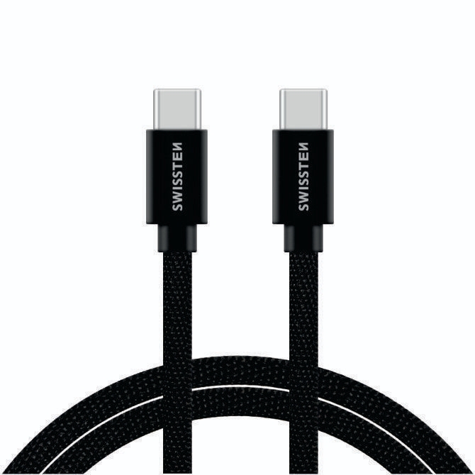 Elektro - Swissten Datový kabel TEXTILE USB-C / USB-C 2,0 M černý