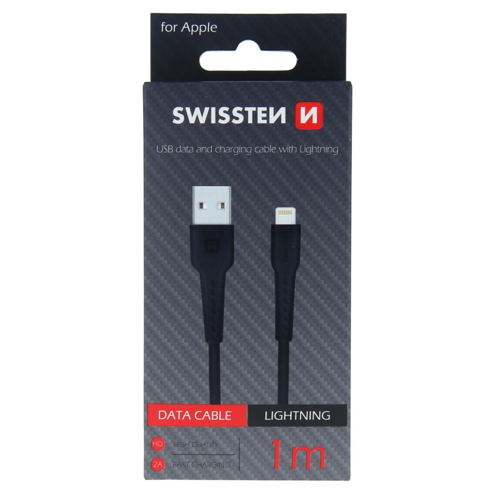 Elektro - Swissten Datový kabel USB / LIGHTNING 1,0 M černý