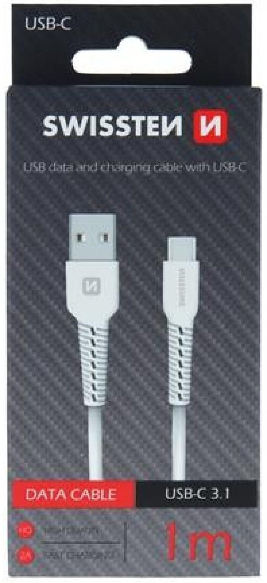 Elektro - Swissten Datový kabel USB / USB-C 1,0 m bílý