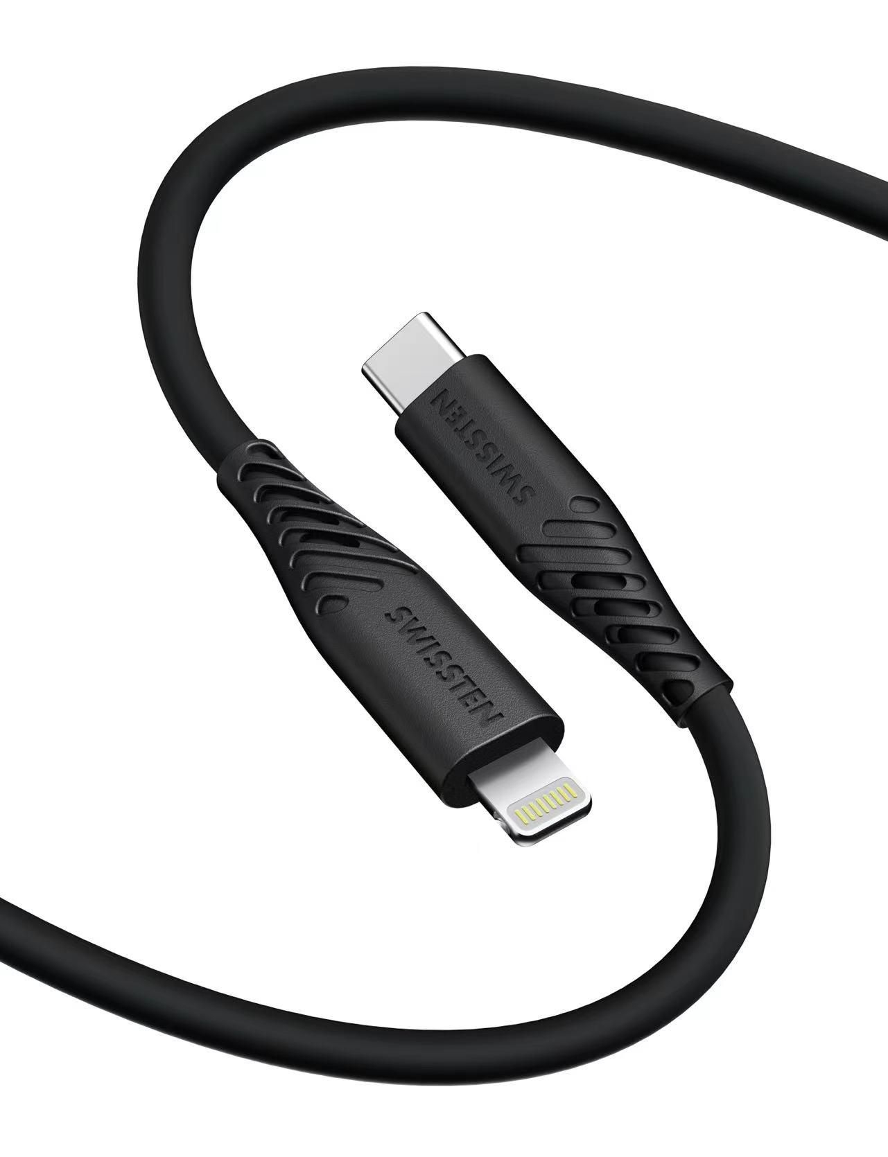 Elektro - Swissten Datový kabelSOFT SILICONE USB-C / LIGHTNING 1,5 M 60W černý