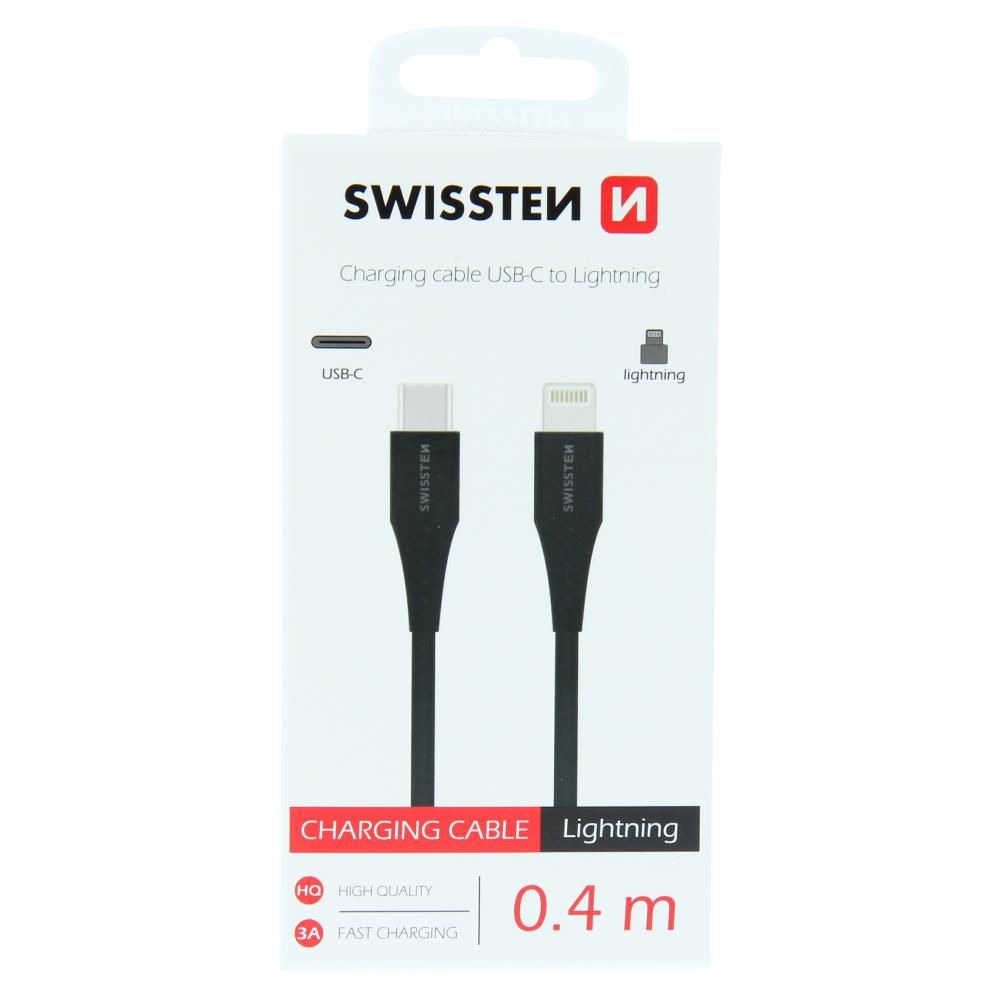 Elektro - Swissten Nabíjecí kabel USB-C / LIGHTNING 0,4 M černý