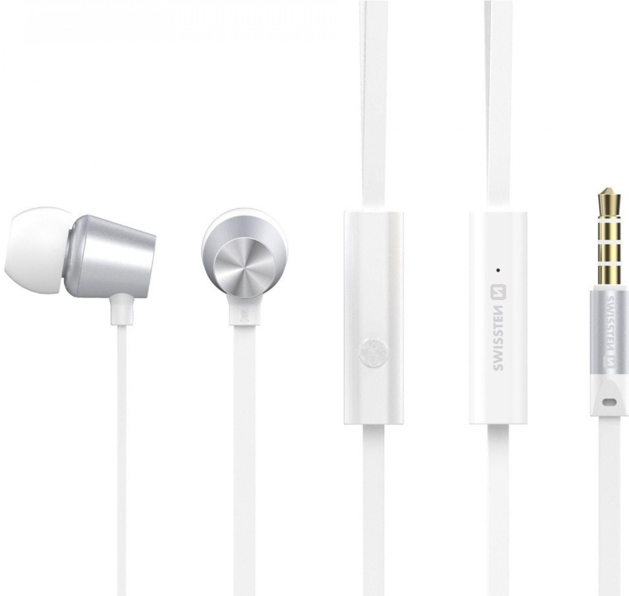 Elektro - Swissten Sluchátka Earbuds dynamic YS500 stříbrno/bílá