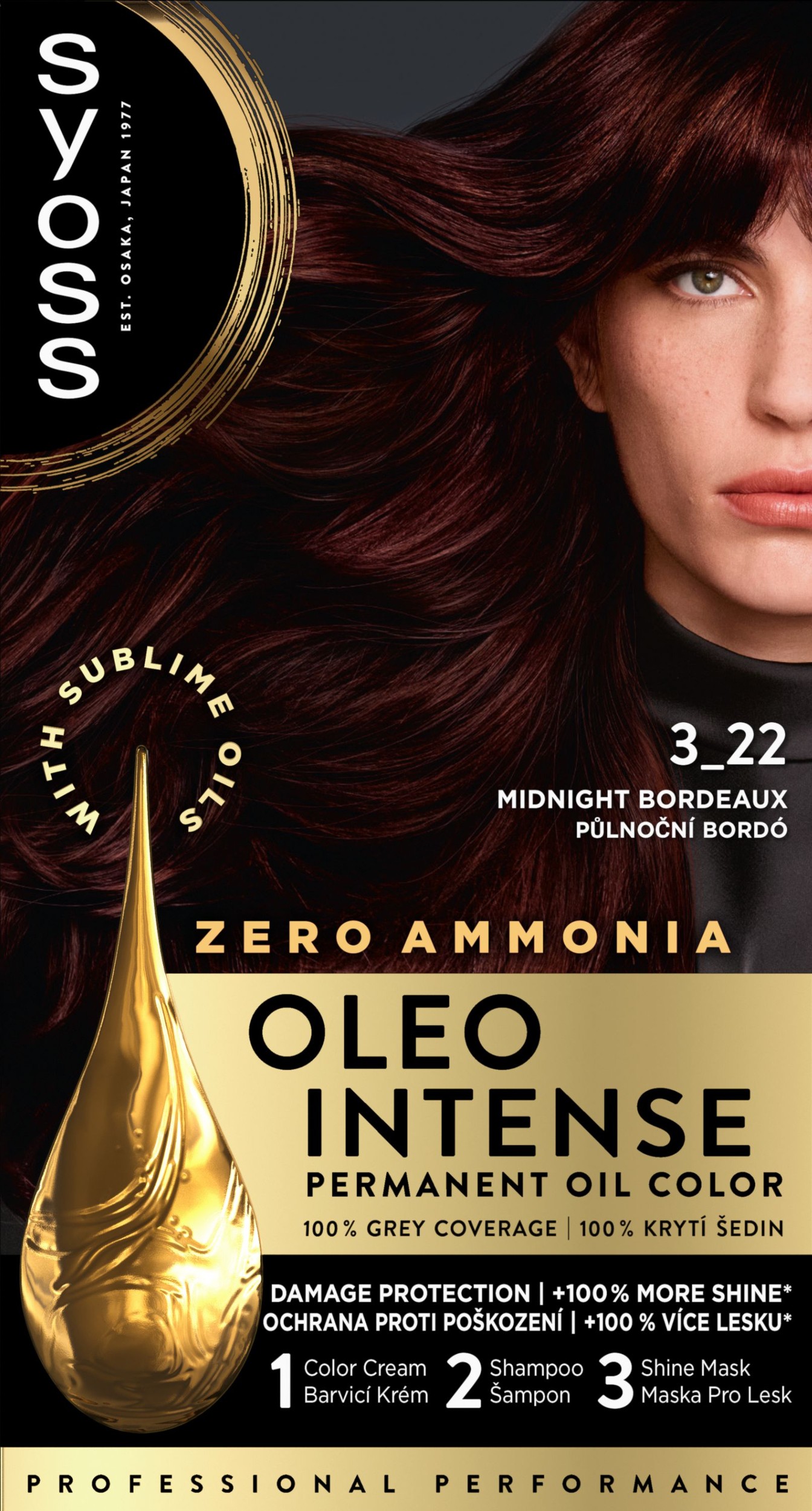 Drogerie a kosmetika - Syoss Oleo Intense 3-22 Půlnoční bo 50ml