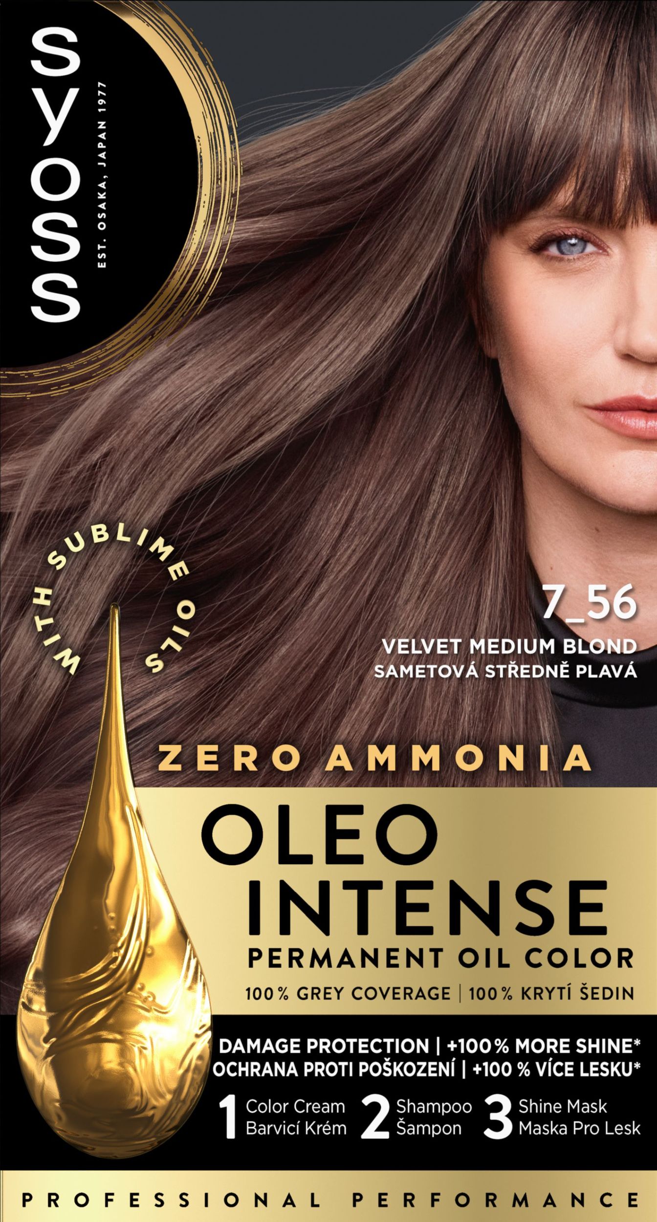 Drogerie a kosmetika - Syoss Oleo Intense Barva na vlasy popelavě středně plavý 7-56 50ml