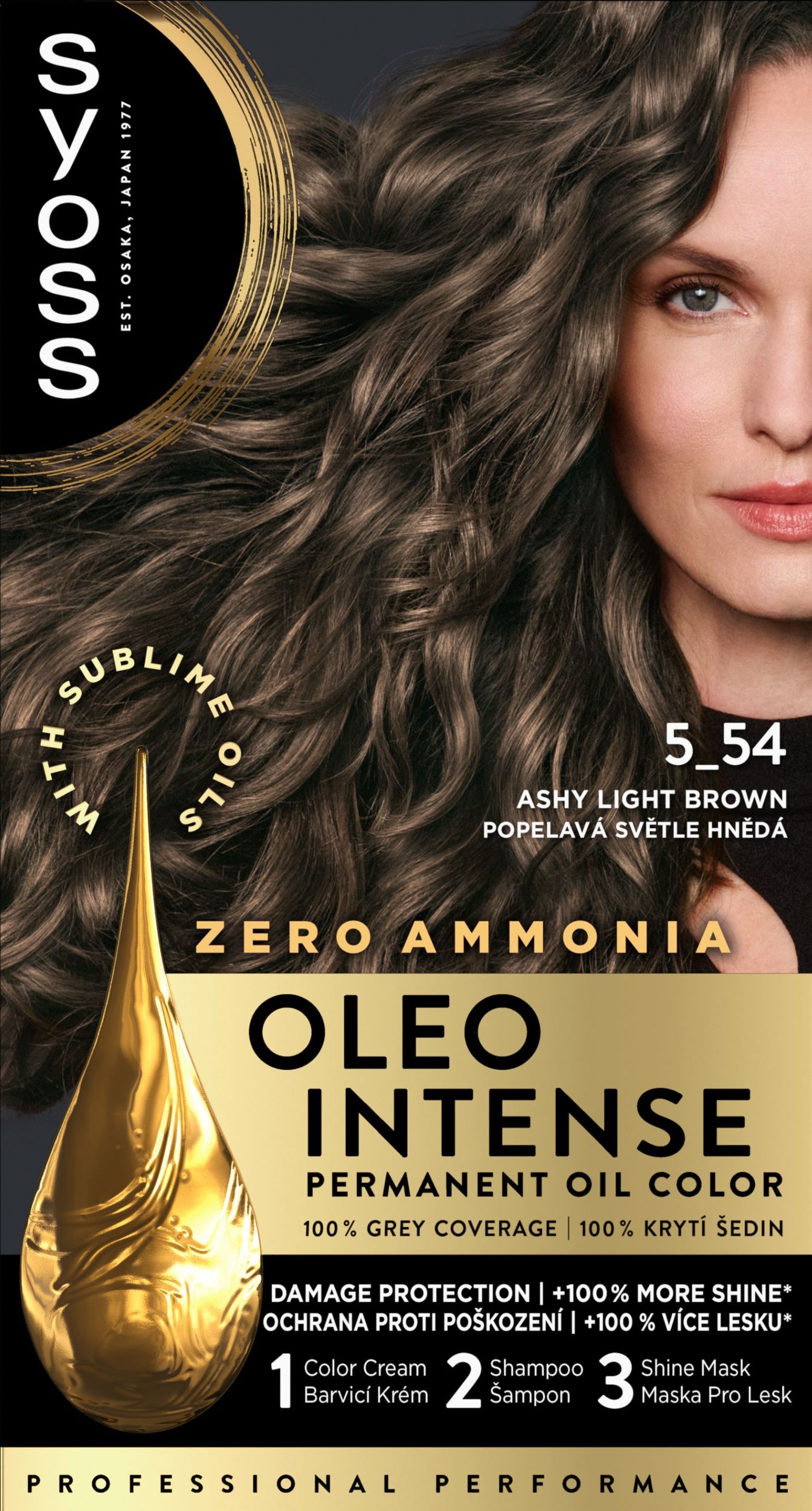 Drogerie a kosmetika - Syoss Oleo Intense Barva na vlasy popelavě světle hnědý 5-54  50ml