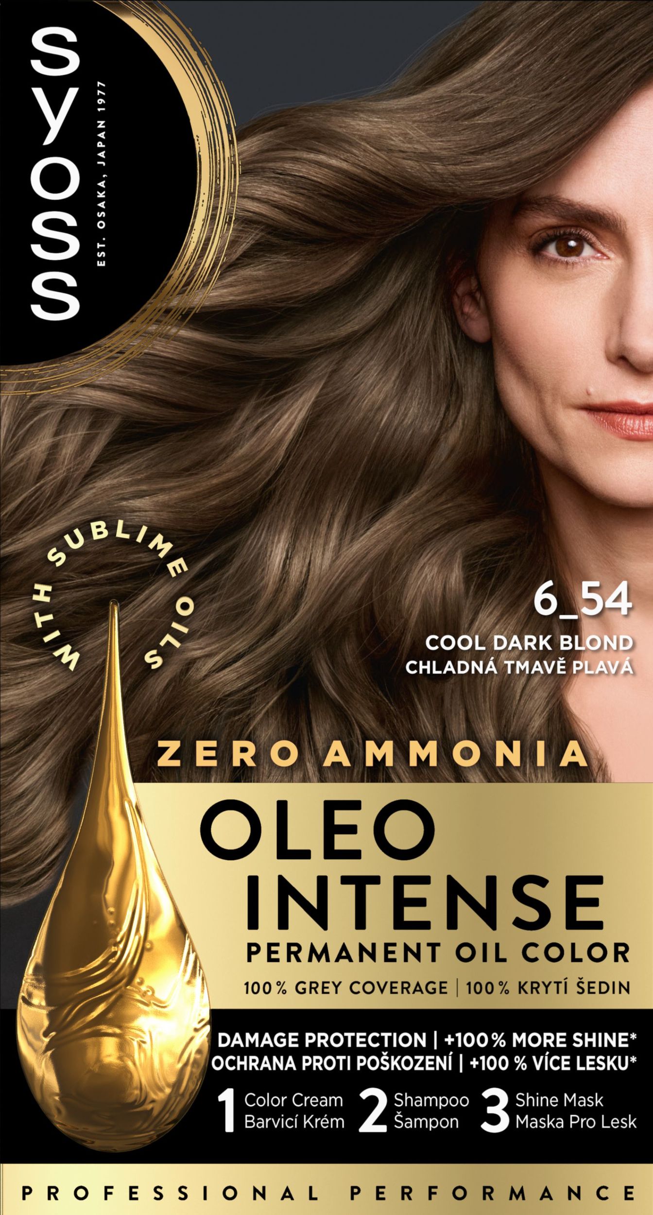 Drogerie a kosmetika - Syoss Oleo Intense Barva na vlasy popelavě tmavě plavý 6-54 50ml