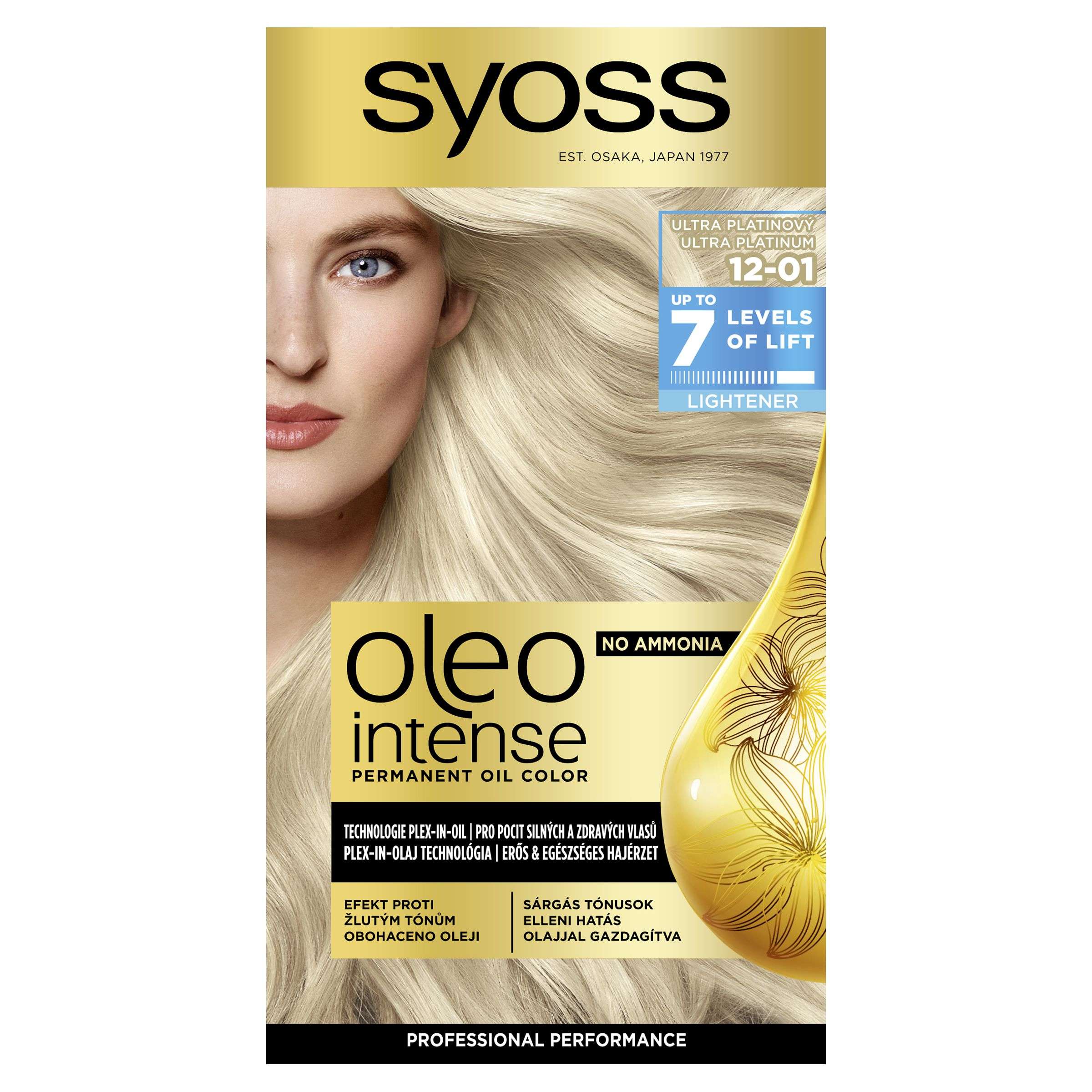 Drogerie a kosmetika - Syoss Oleo Intense Barva na vlasy ultra platinový 12-01 1 ks
