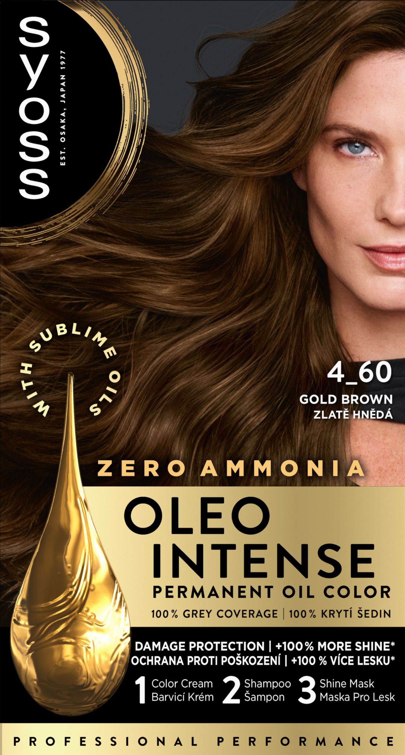Drogerie a kosmetika - Syoss Oleo Intense dlouhotrvající olejová barva zlatohnědý 4-60 50 ml