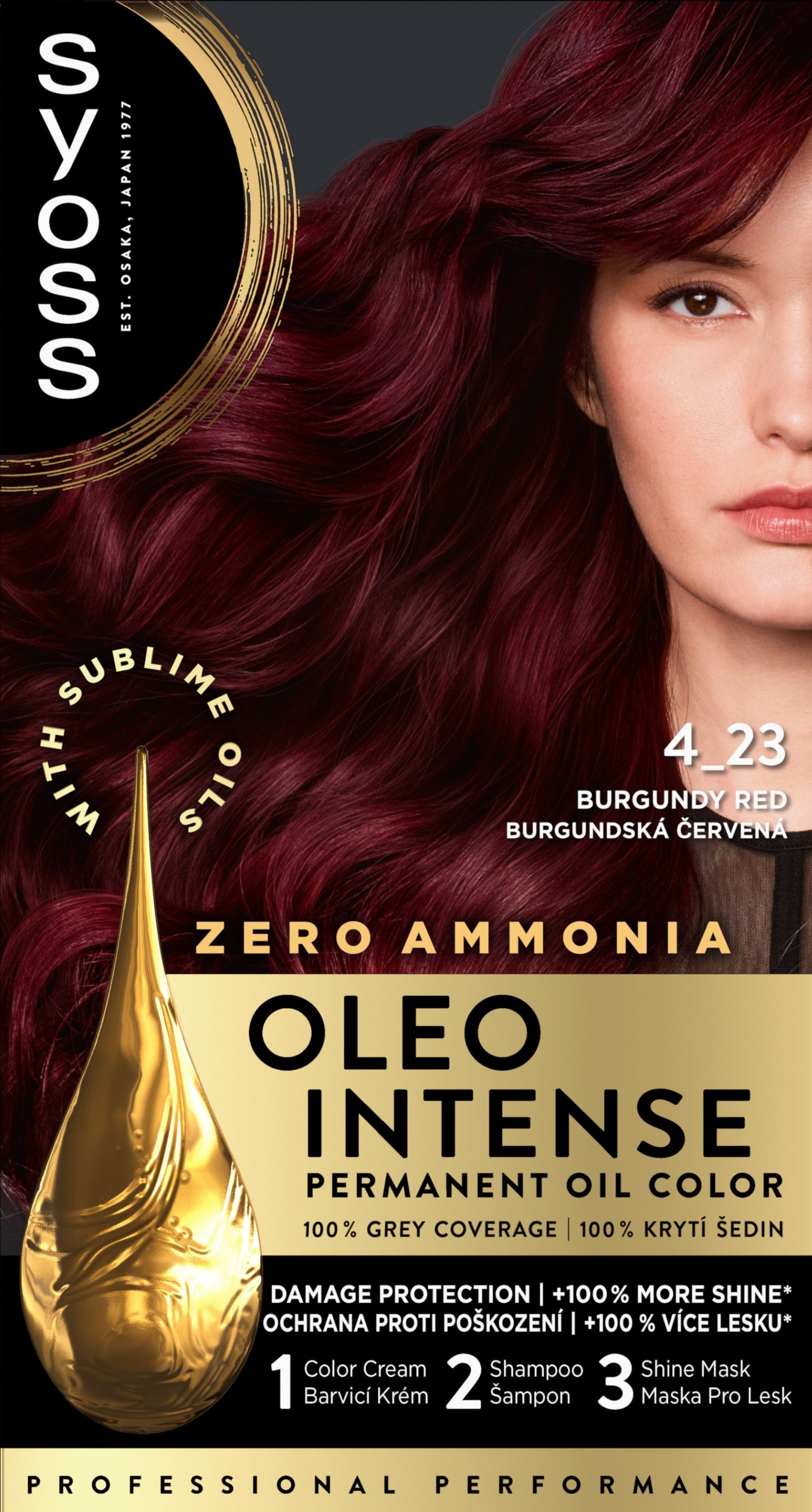 Drogerie a kosmetika - Syoss Oleo Intense olejová barva burgundská červeň 4-23 50 ml