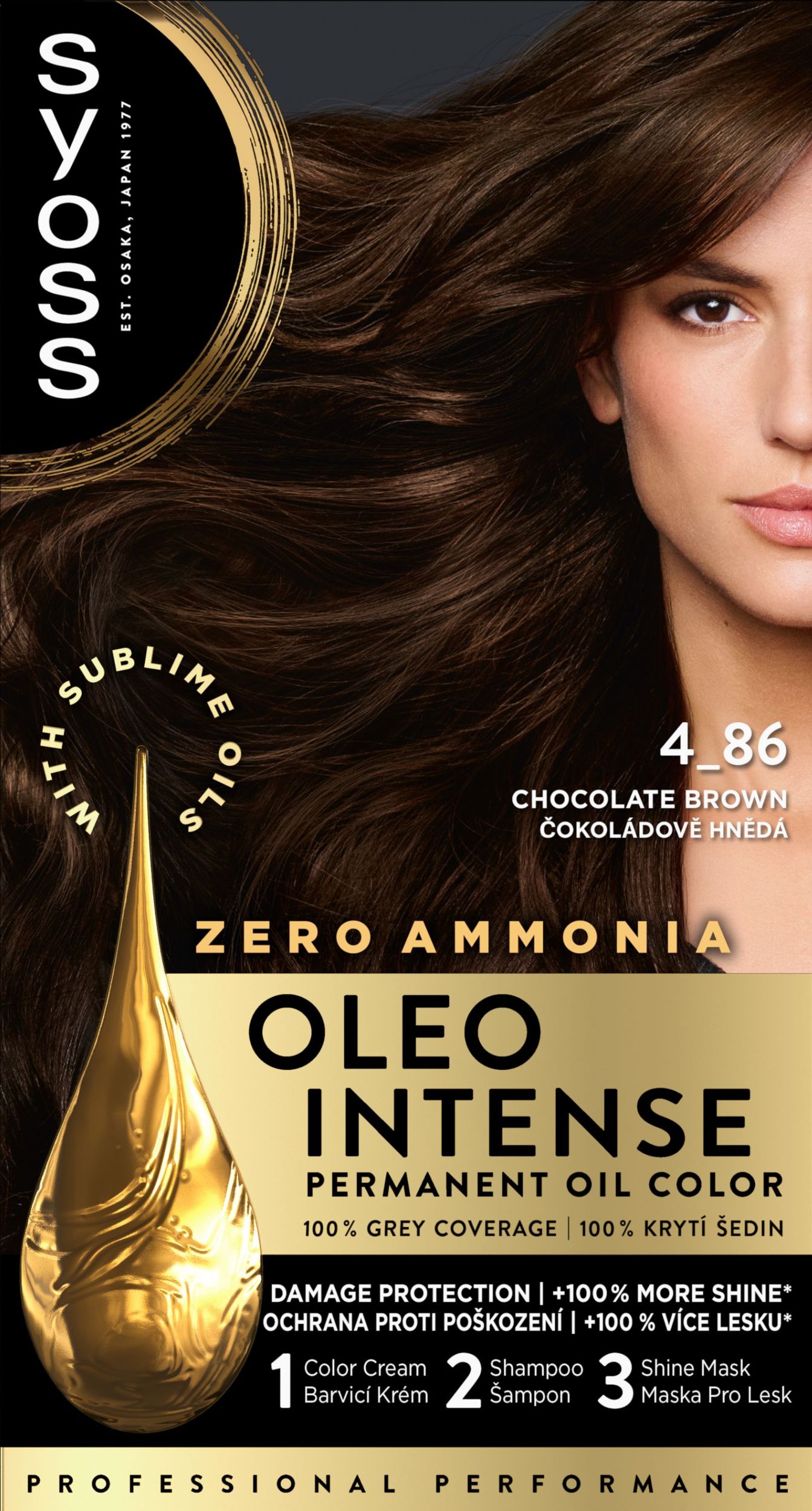 Drogerie a kosmetika - Syoss Oleo Intense olejová barva čokoládově hnědý 4-86 50 ml