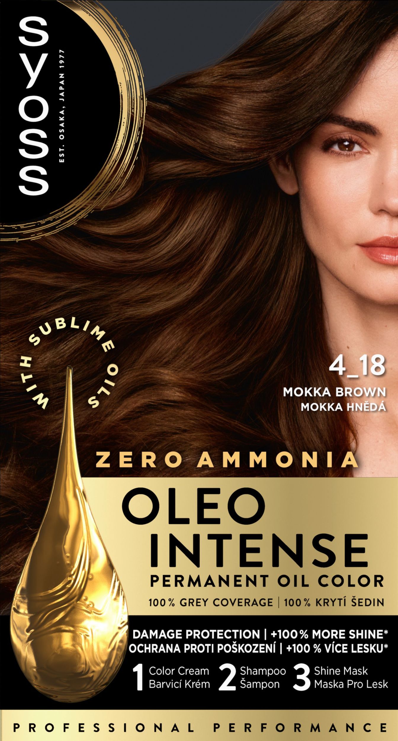 Drogerie a kosmetika - Syoss Oleo Intense olejová barva hnědá moka 4-18 50 ml