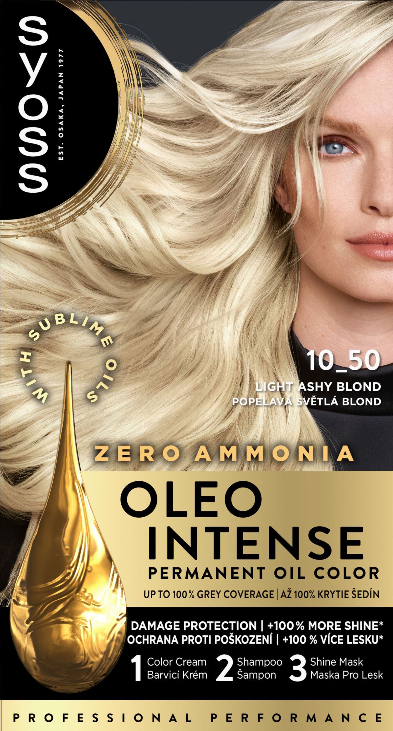 Drogerie a kosmetika - Syoss Oleo Intense olejová barva popelavá blond 10-50 50 ml