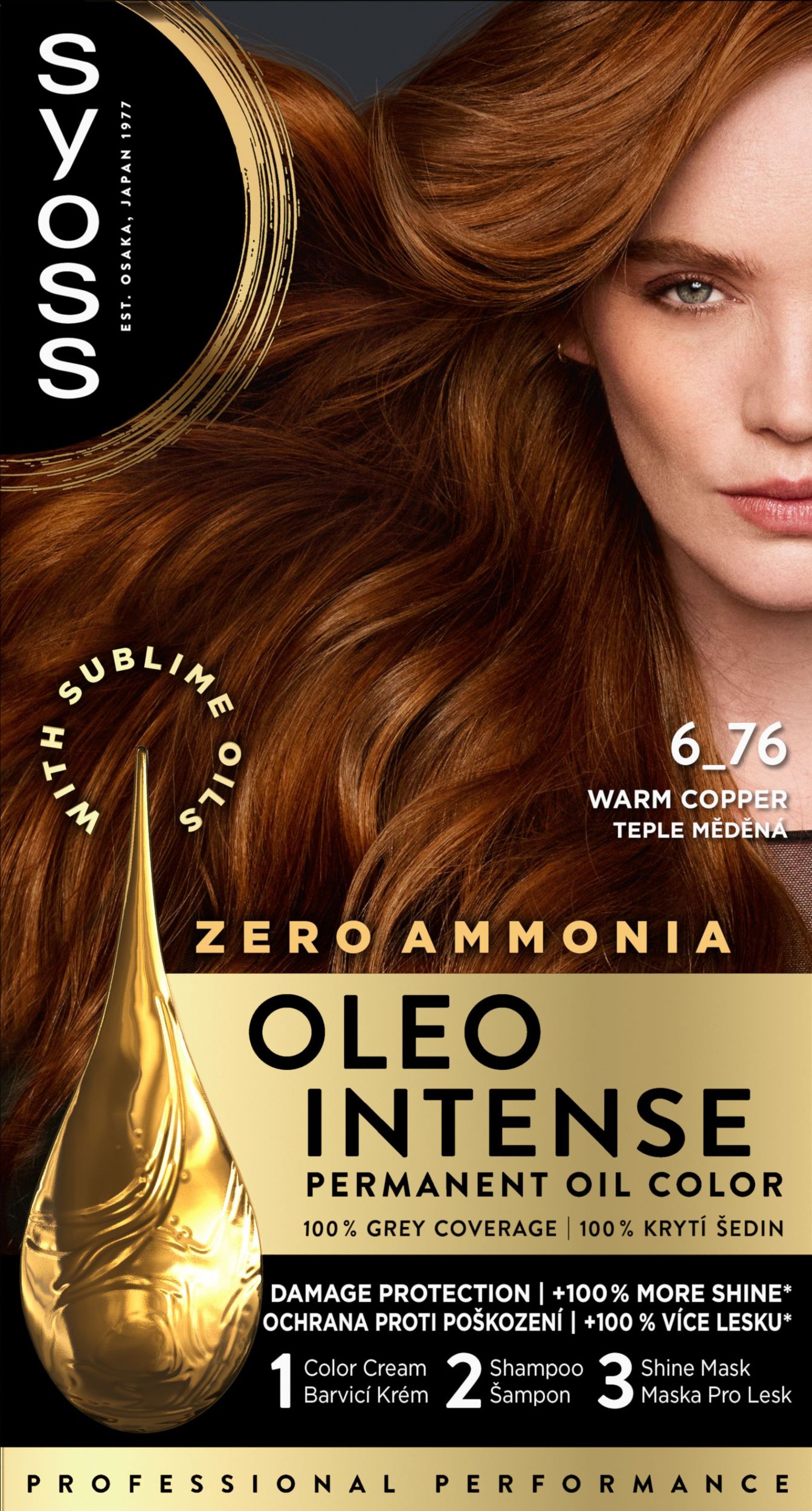 Drogerie a kosmetika - Syoss Oleo Intense olejová barva teplý měděný 6-76 50 ml