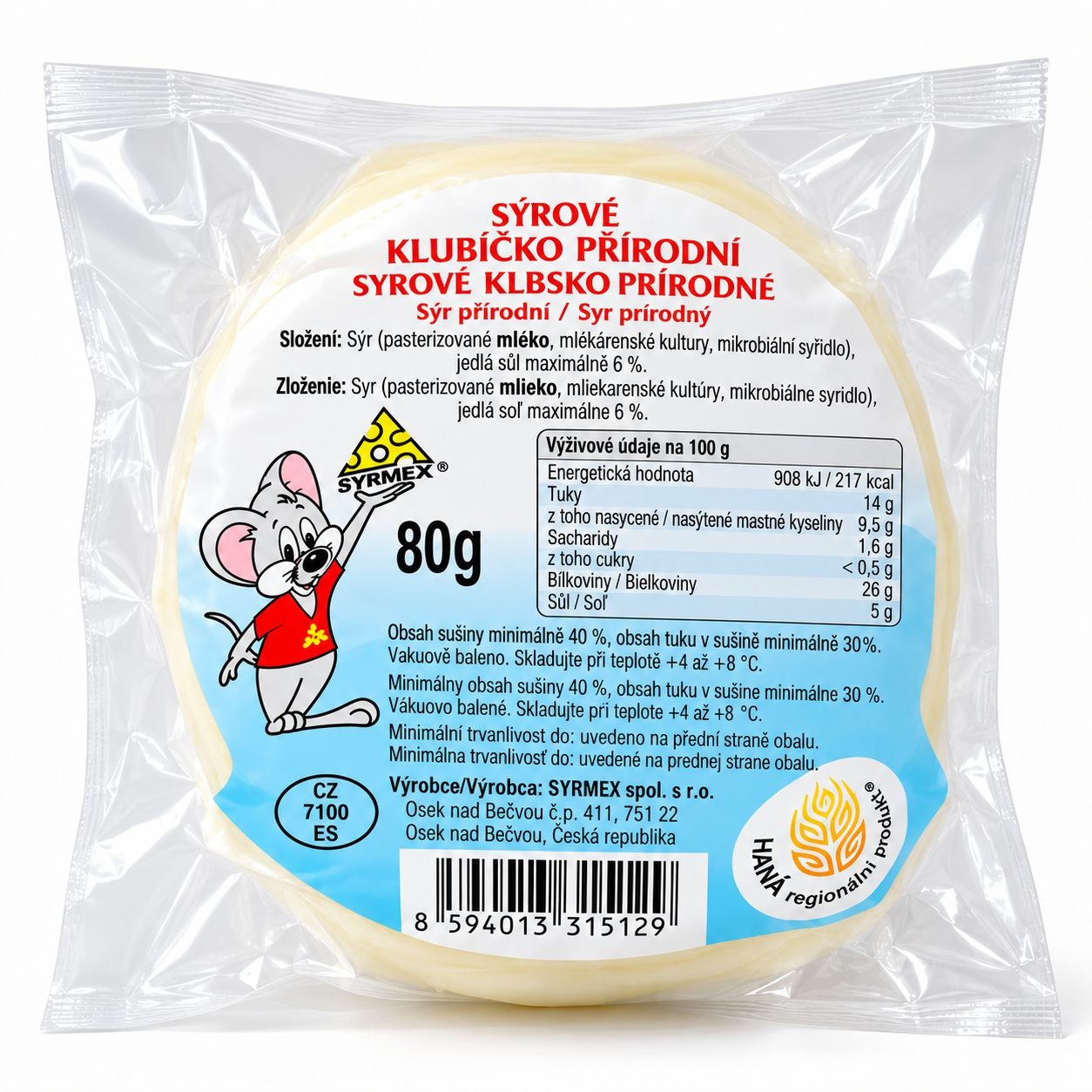 Syrmex Sýrové klubíčko přírodní 80 g