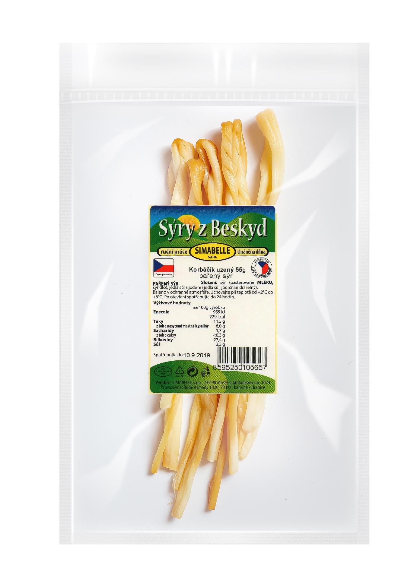 Mléčné a chlazené - Sýry z Beskyd Korbáčik uzený 55g