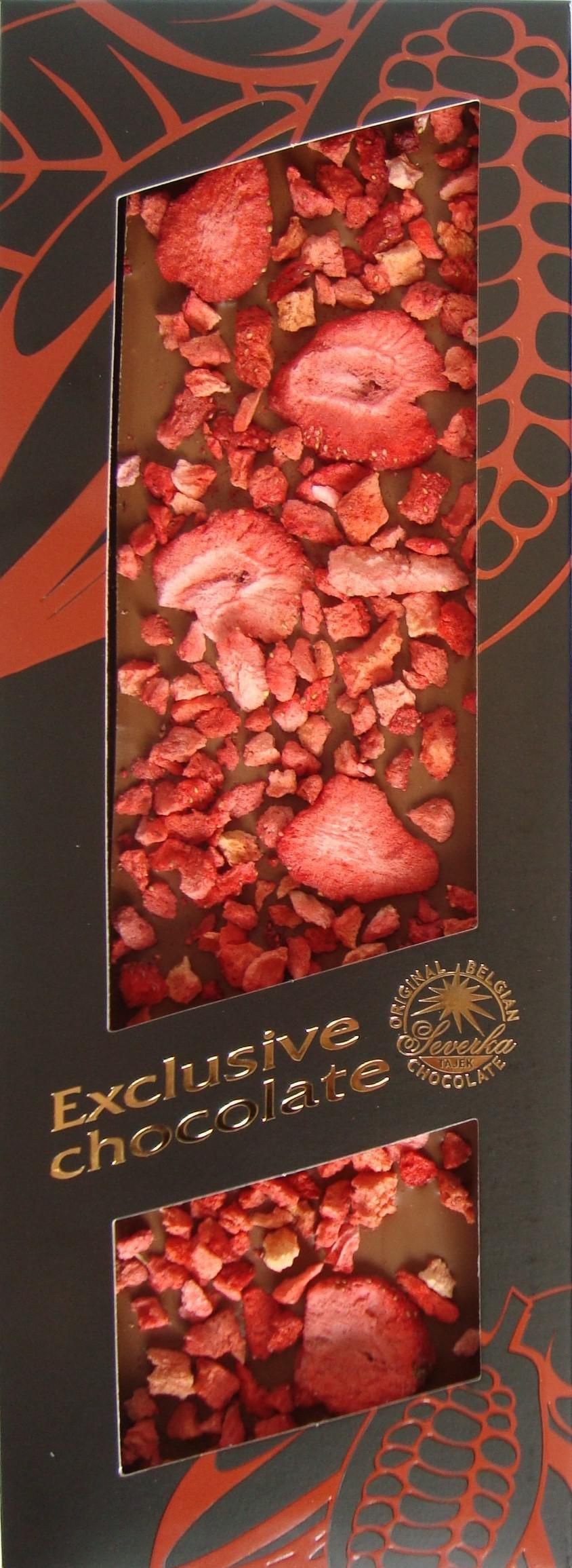 Trvanlivé potraviny - T-Severka Mléčná čokoláda formovaná s jahodami 120 g