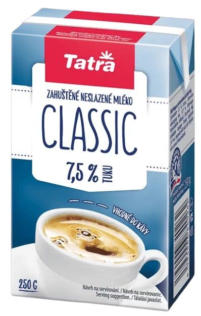 Mléčné a chlazené - Tatra Classic zahuštěné neslazené plnotučné mléko 250 g