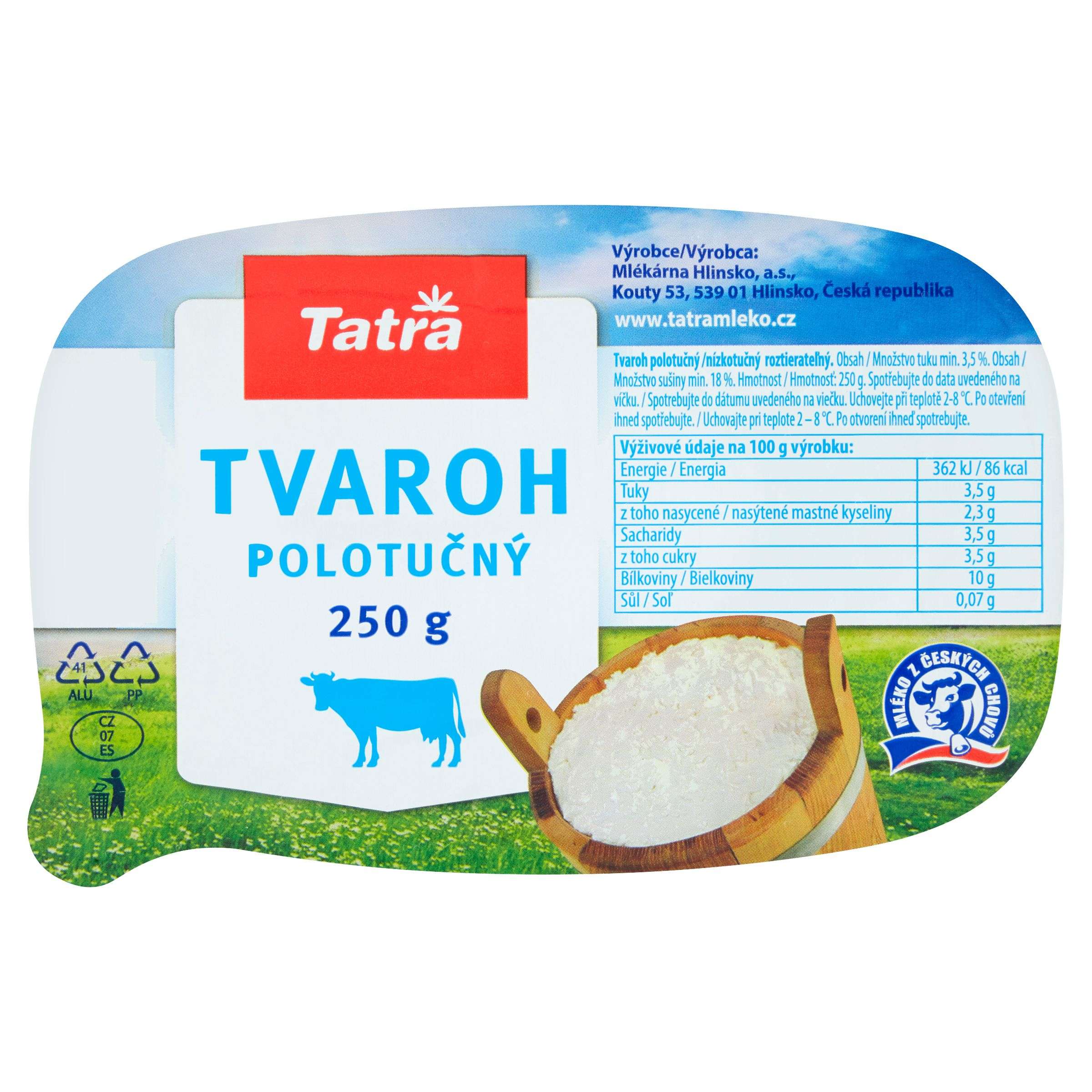 Mléčné a chlazené - Tatra Tvaroh polotučný 18% 250 g
