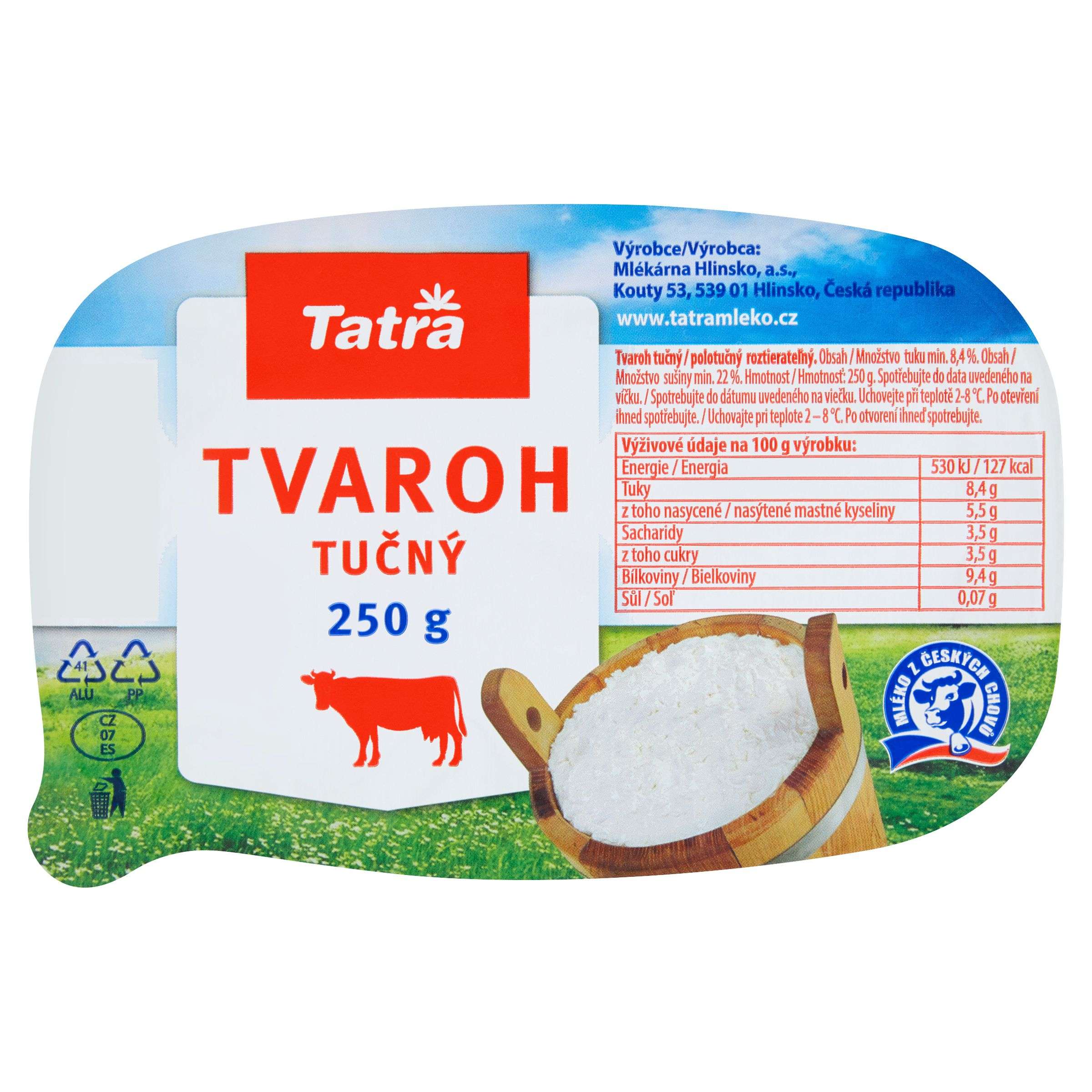 Mléčné a chlazené - Tatra Tvaroh tučný 22% 250 g
