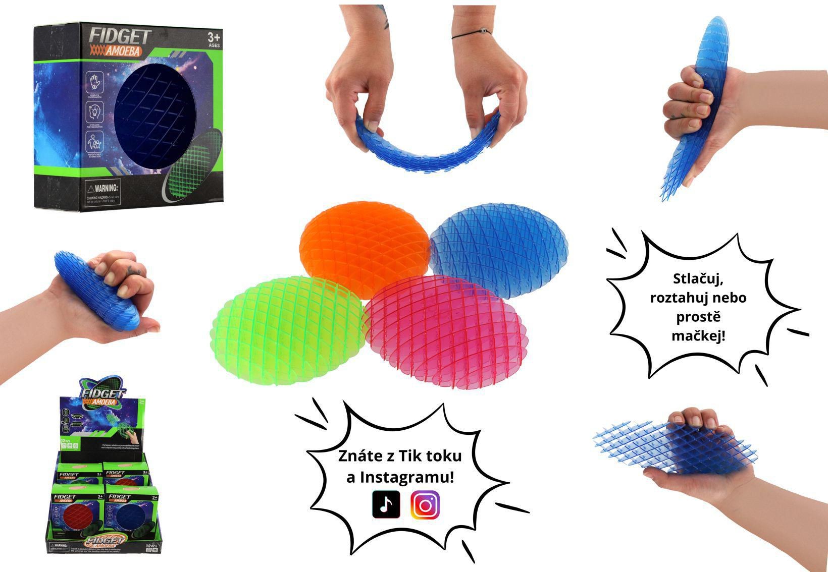 Svět dětí - Teddies Fidget Worm Měnící tvar antistresový 11cm, více motivů