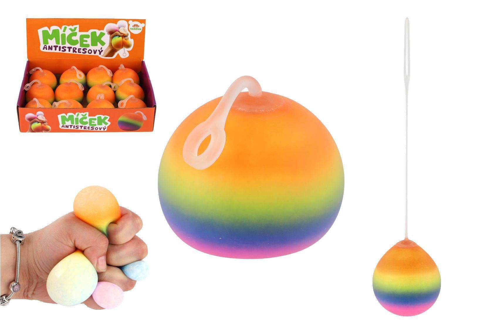 Svět dětí - Teddies Míček antistresový mačkací sliz 6cm duhový