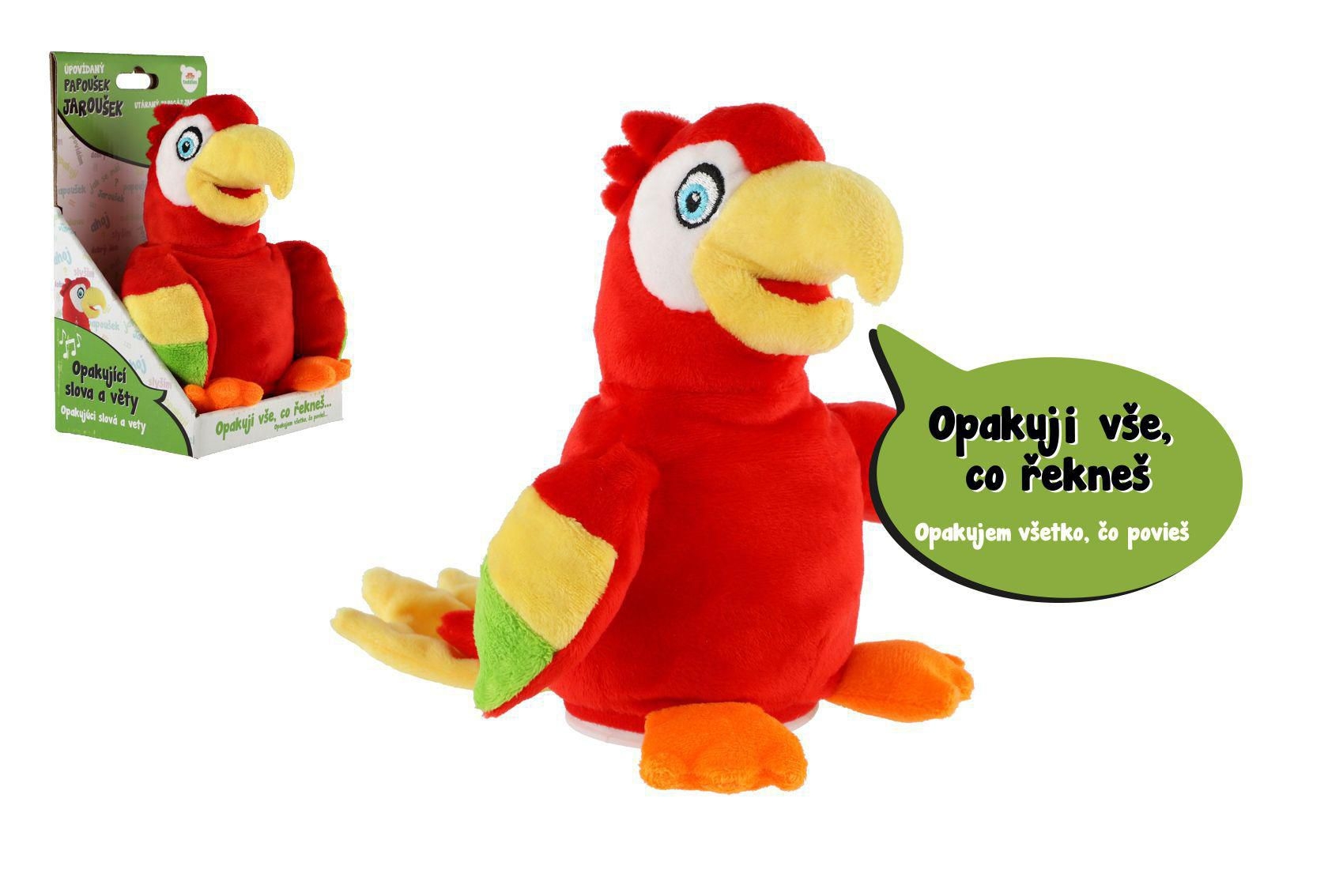 Teddies Papoušek Jaroušek opakující věty plyš 16cm