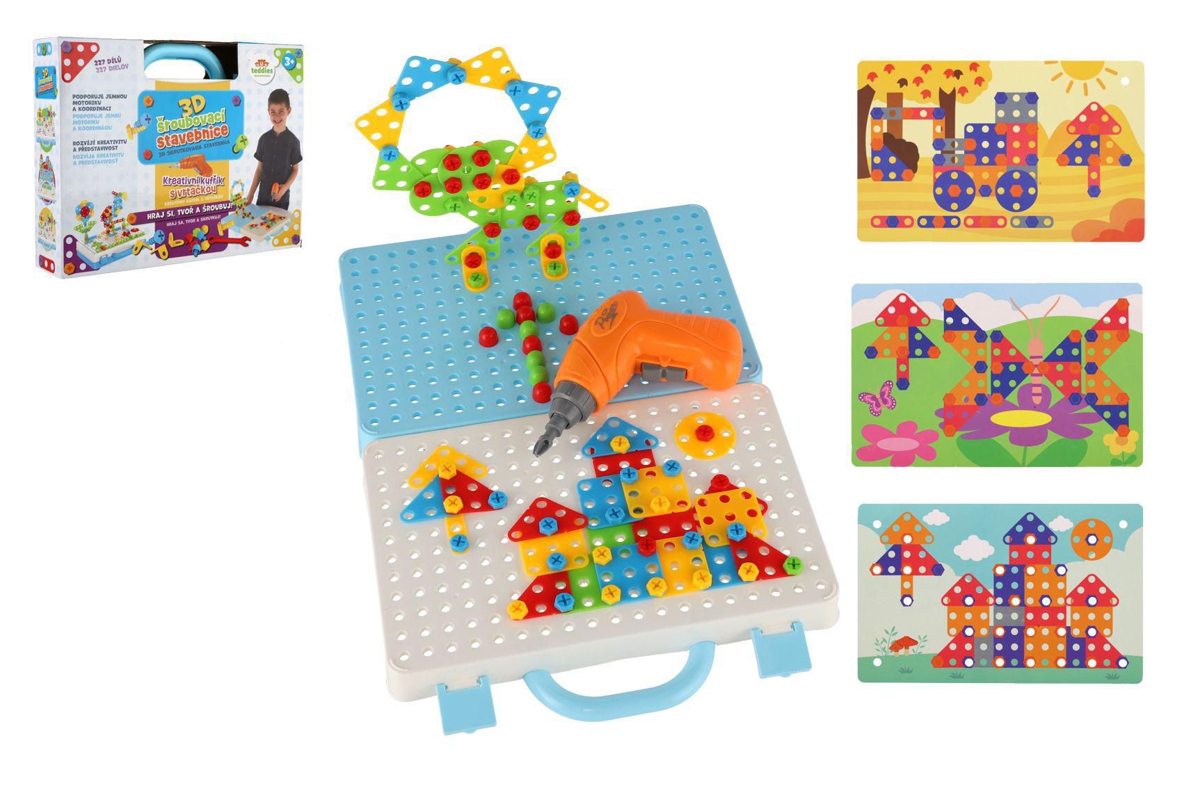 Svět dětí - Teddies Stavebnice 3D šroubovací s vrtačkou