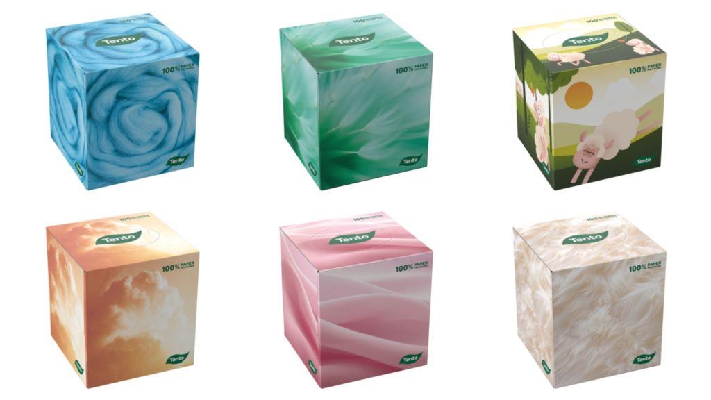 Drogerie a kosmetika - Tento Cube box 3-vrstvé, různé motivy 60ks